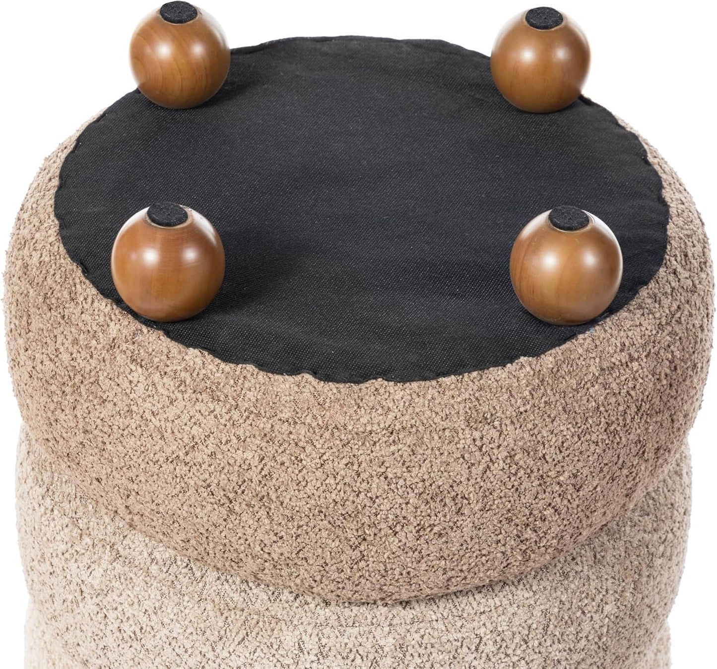 Round Upholstered Ottoman With Storage Gradient Brown