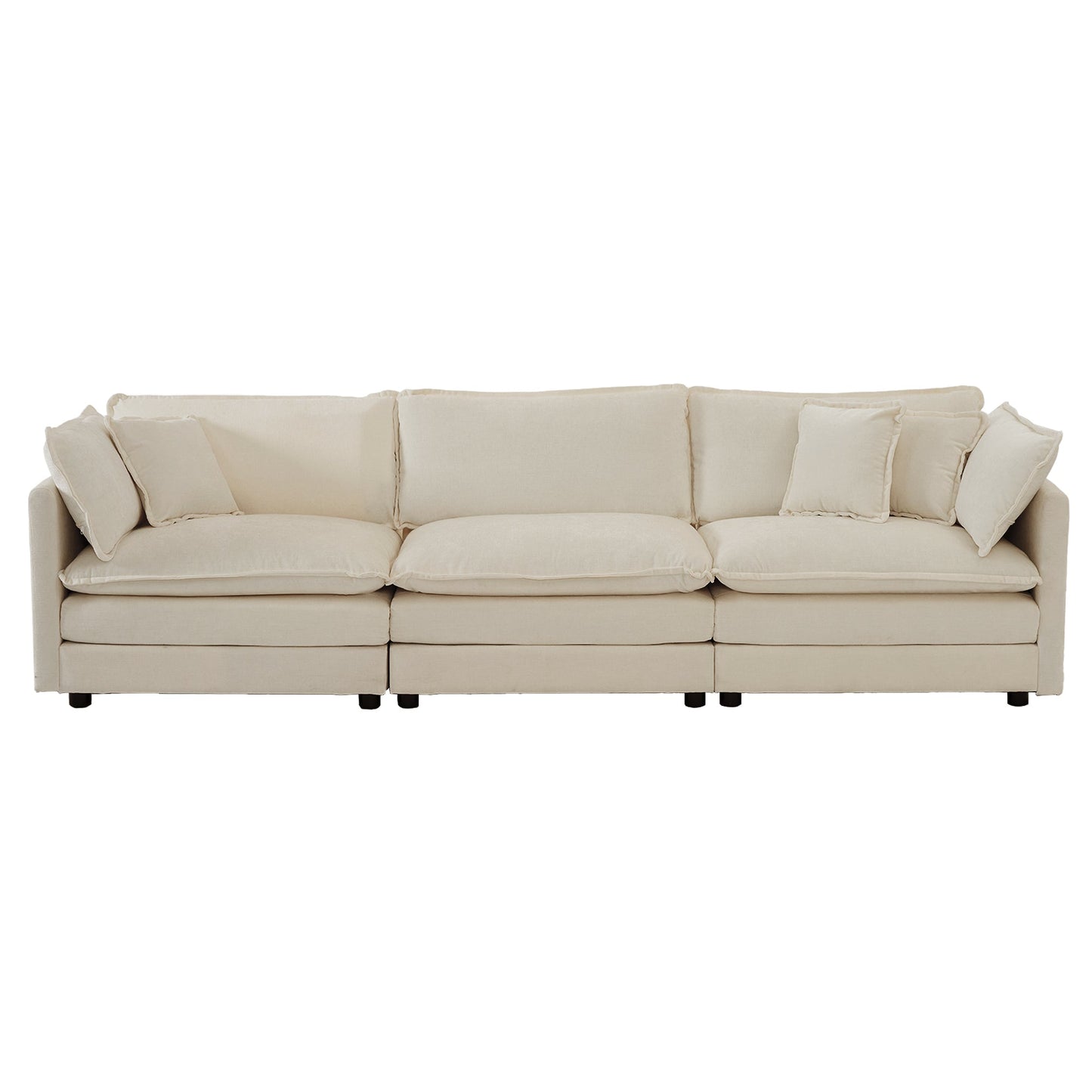 Mid-Century Modern Couch 3-Seater Sofa with Pillows