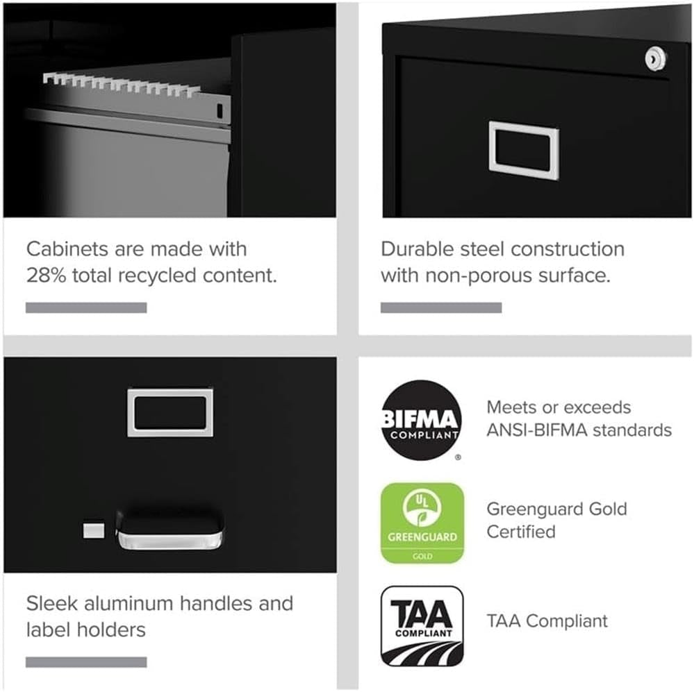 4 Drawer Vertical File Cabinet With Lock 22 Deep Black