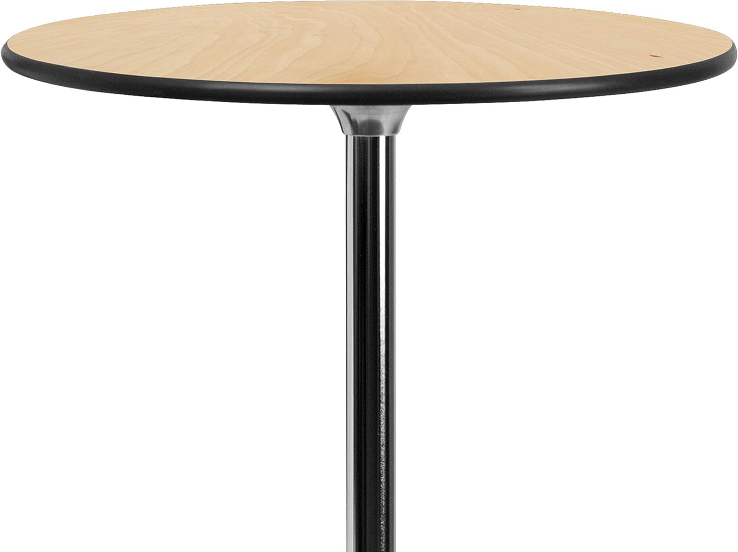 Natural Birch Wood Round Cocktail Table Adjustable