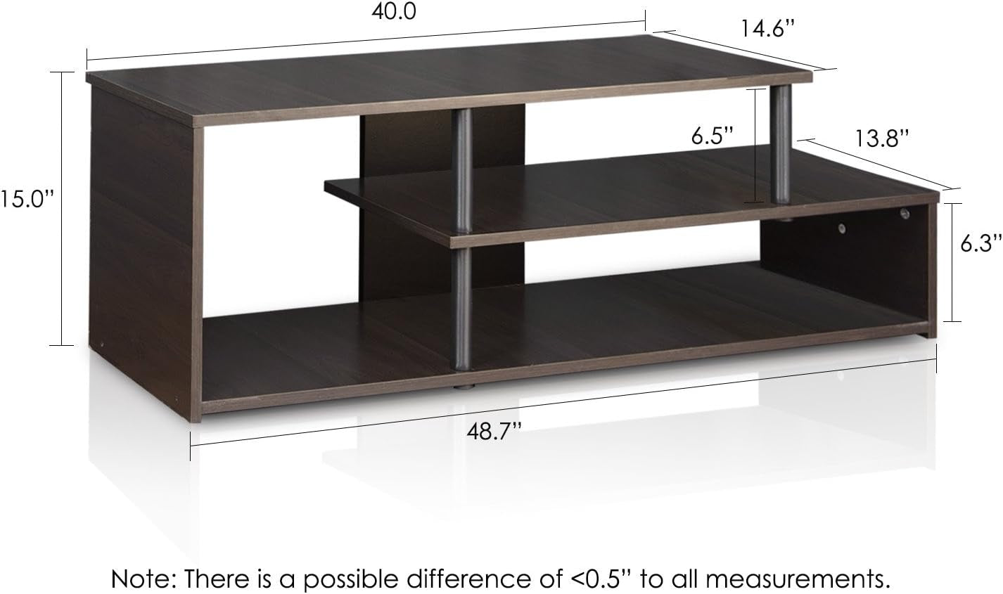 Econ Low Rise TV Stand Espresso Black With Shelves