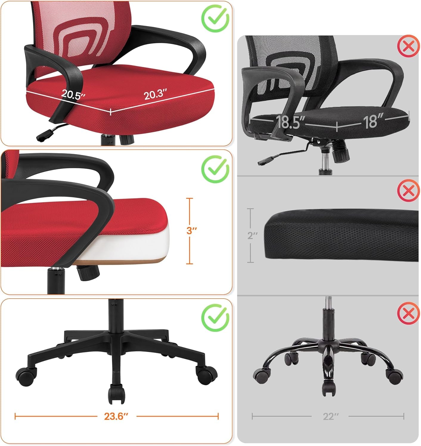 Ergonomic Red Mesh Office Chair With Lumbar Support