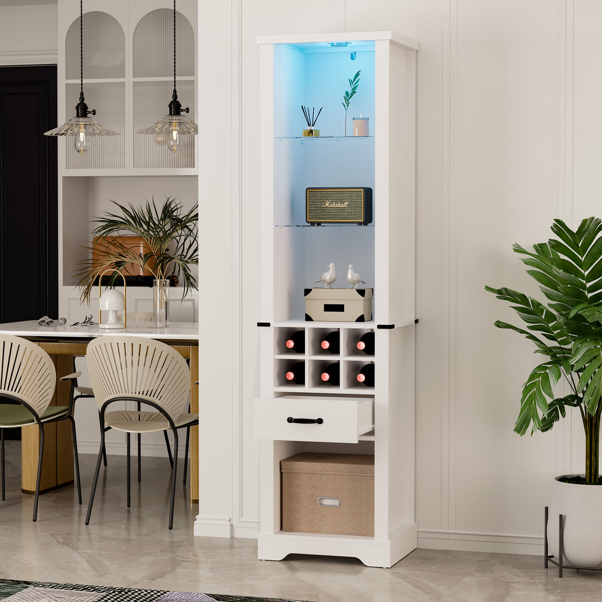 75'' Tall Storage Cabinet with LED Light