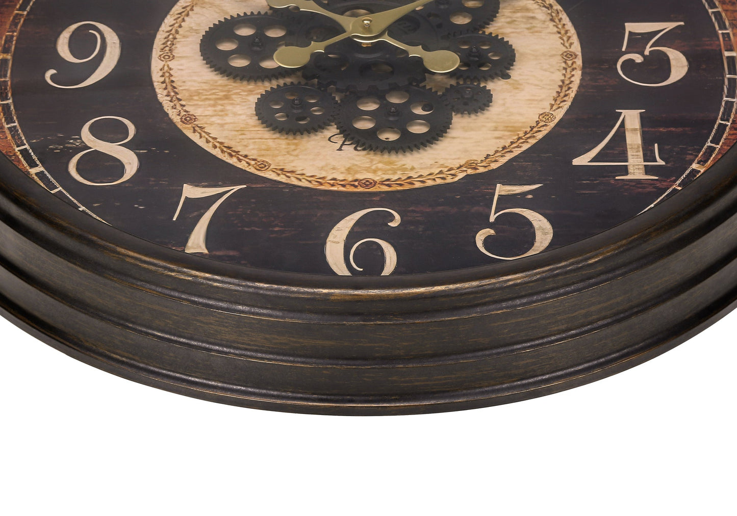 Clocks, 24' Round, Gear Mechanism, Wall Clock, Brown, Traditional