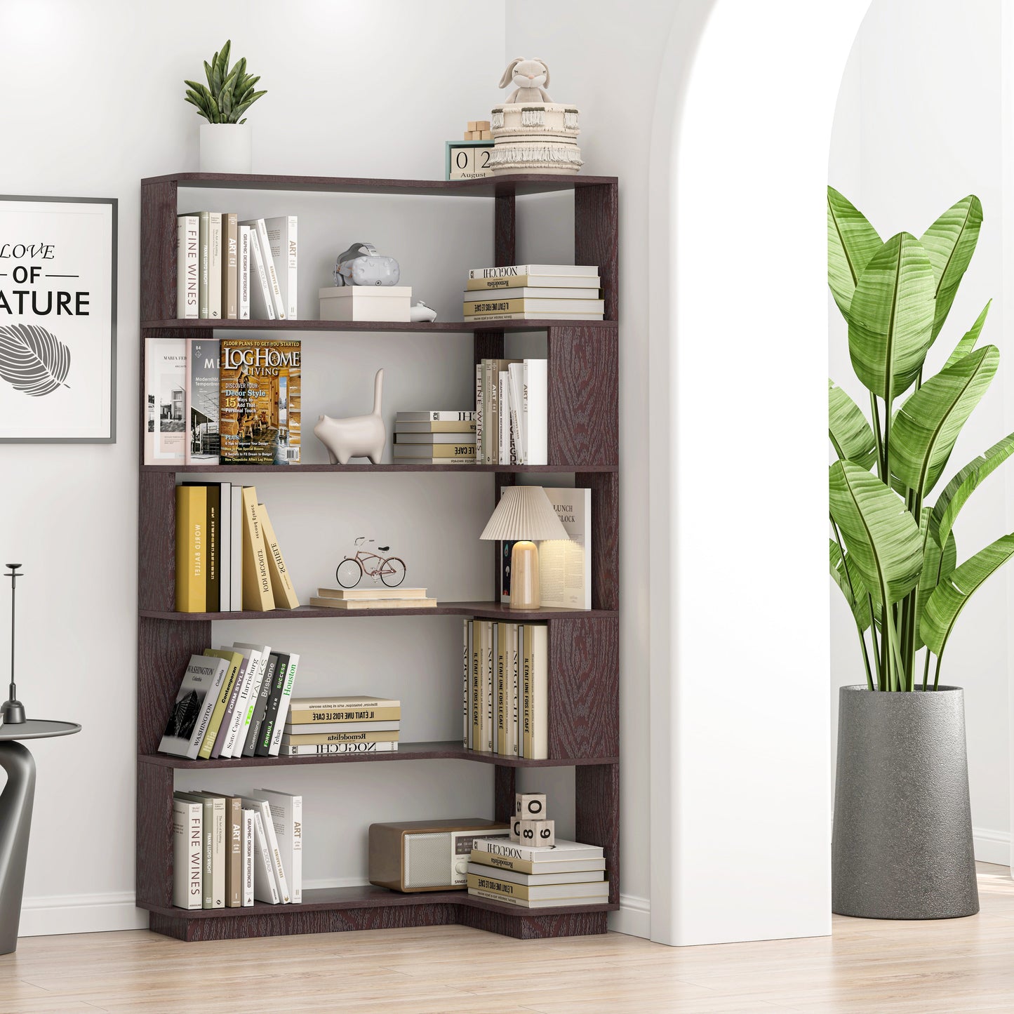 90cm Freestanding Corner Bookshelf