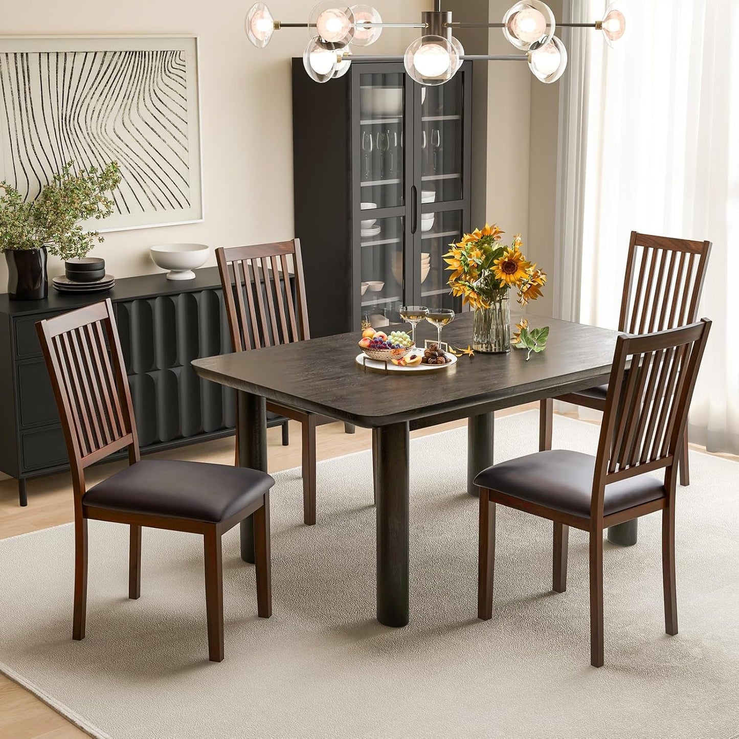 Espresso Slat Back Dining Chairs Set Of 2 For Dining Room