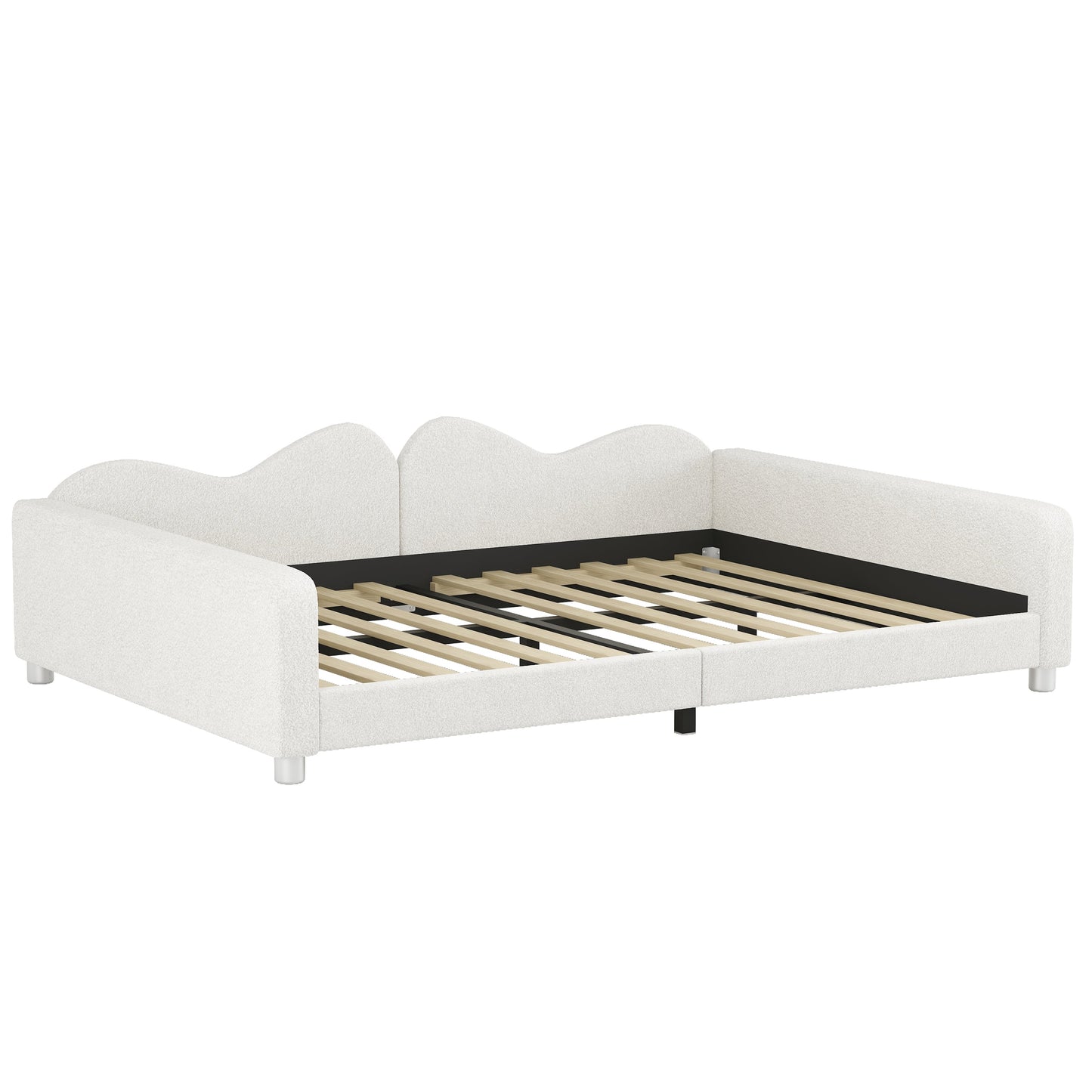 Full Size Upholstered Daybed in Sherpa Fabric