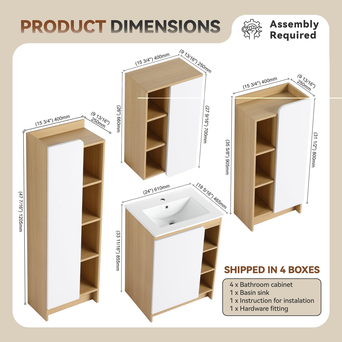 4-Piece Light Bathroom Vanity Set