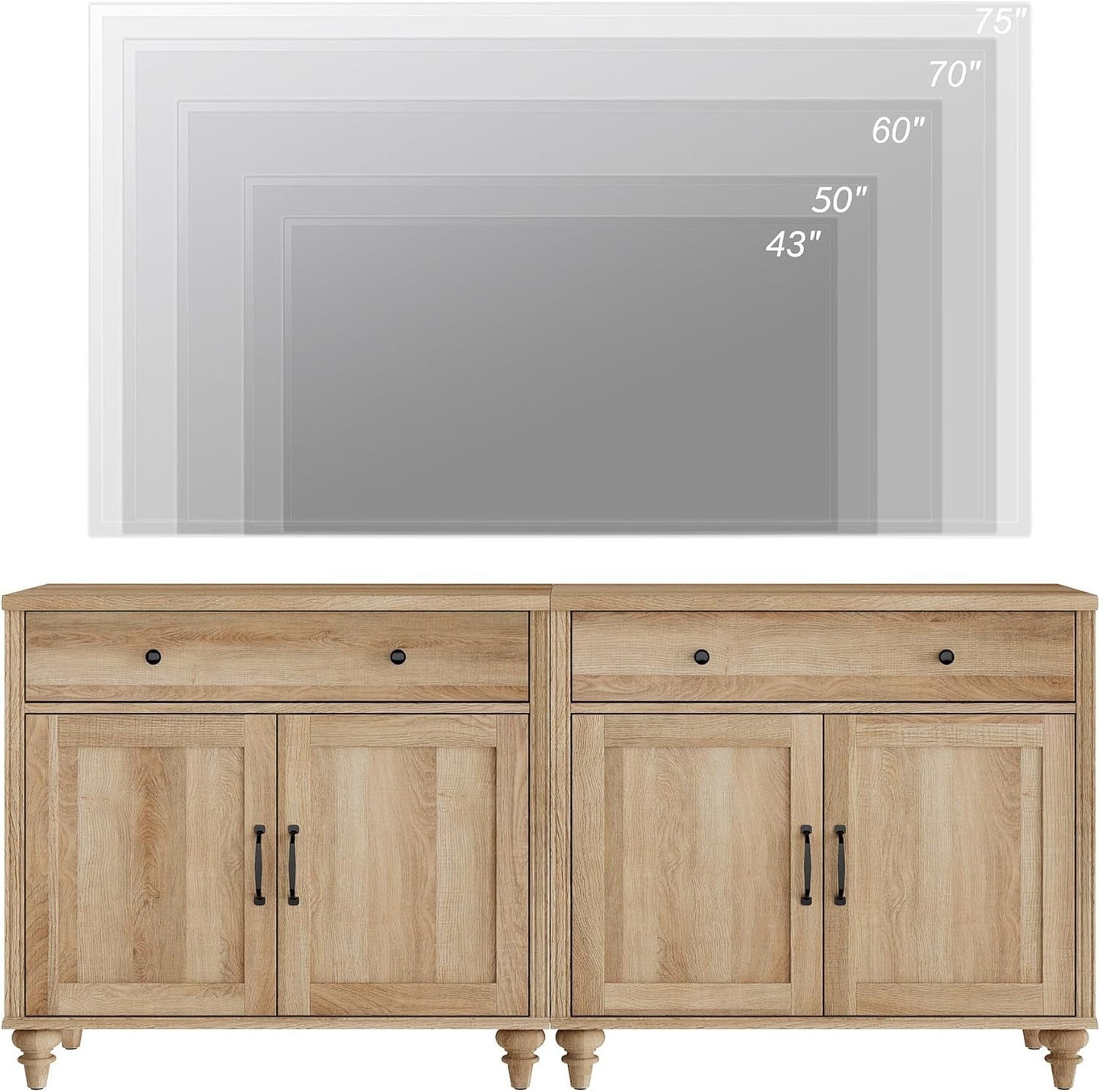 Oak Farmhouse Entertainment Center For TVs Up To 75 Inches