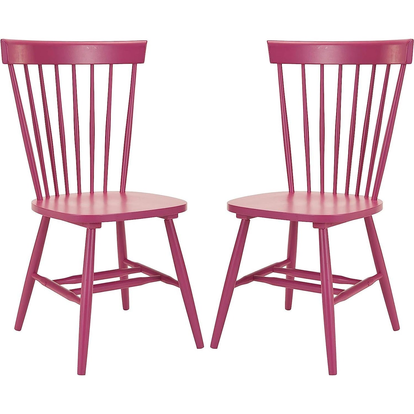 Raspberry Pink Spindle Side Chair Set of 2 Solid Oak
