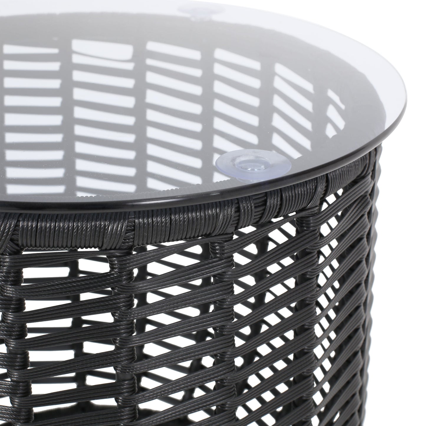 Boho ARIAS Side Table with Tempered Glass Top and Rattan Wrap