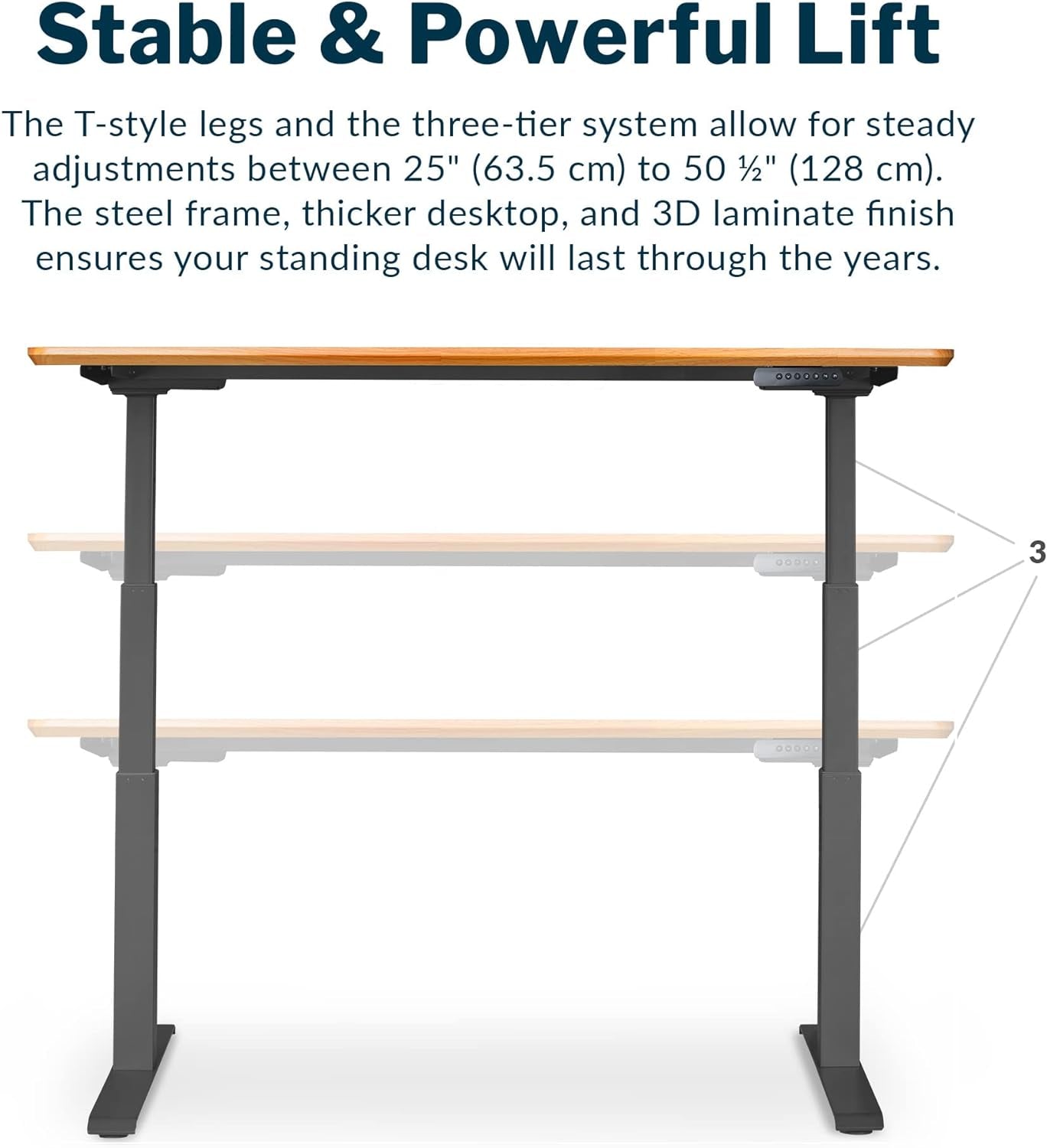 Electric Standing Desk 60 Inch With Butcher Block Top