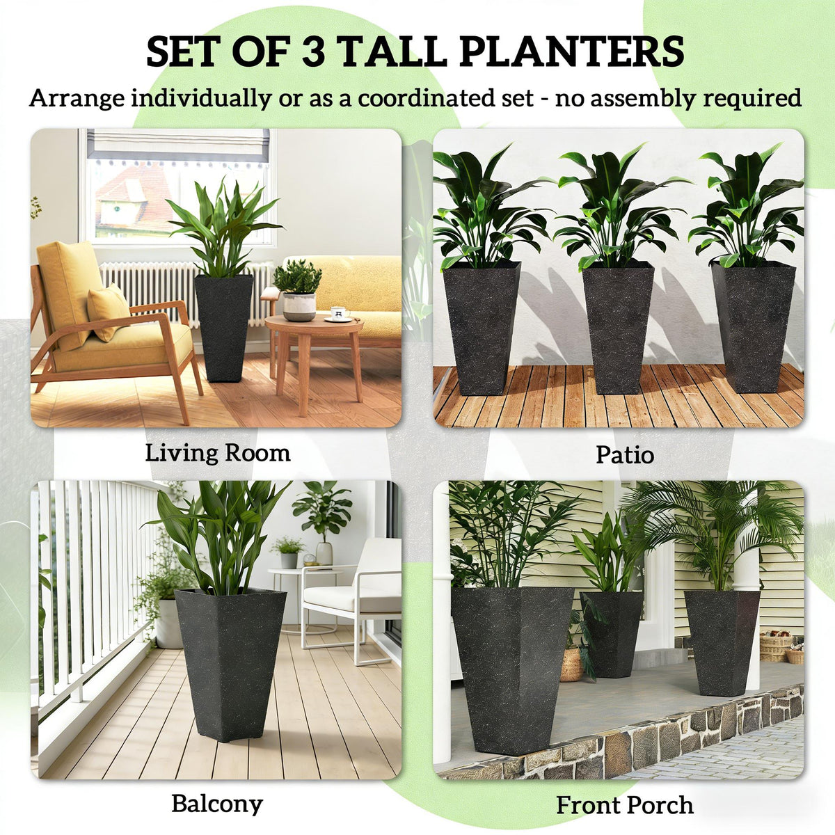 Stackable Taper Planters, Set of 3 Flower Pots