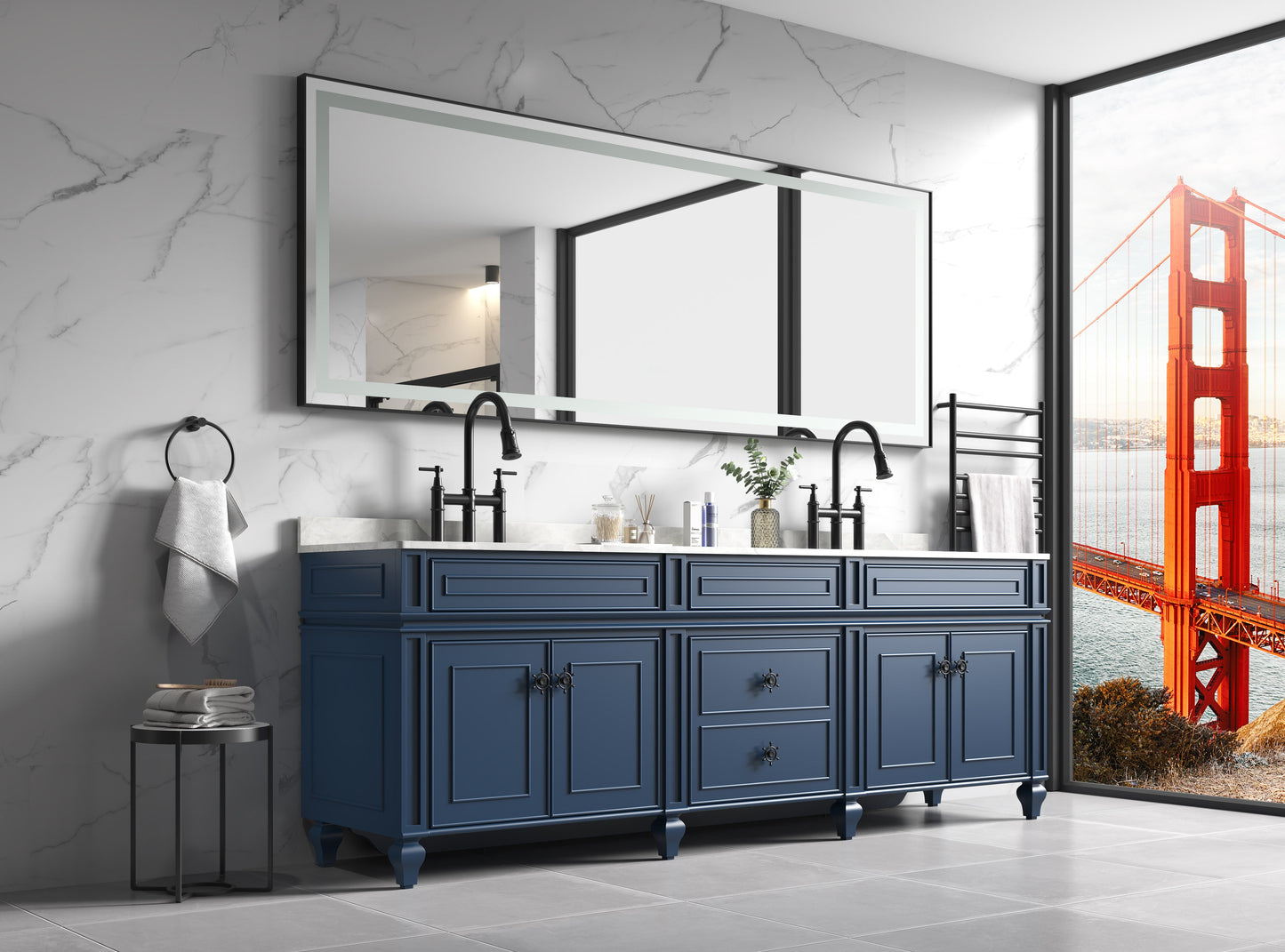 118 x 36 Inch LED Bathroom Mirror with Aluminum Frame
