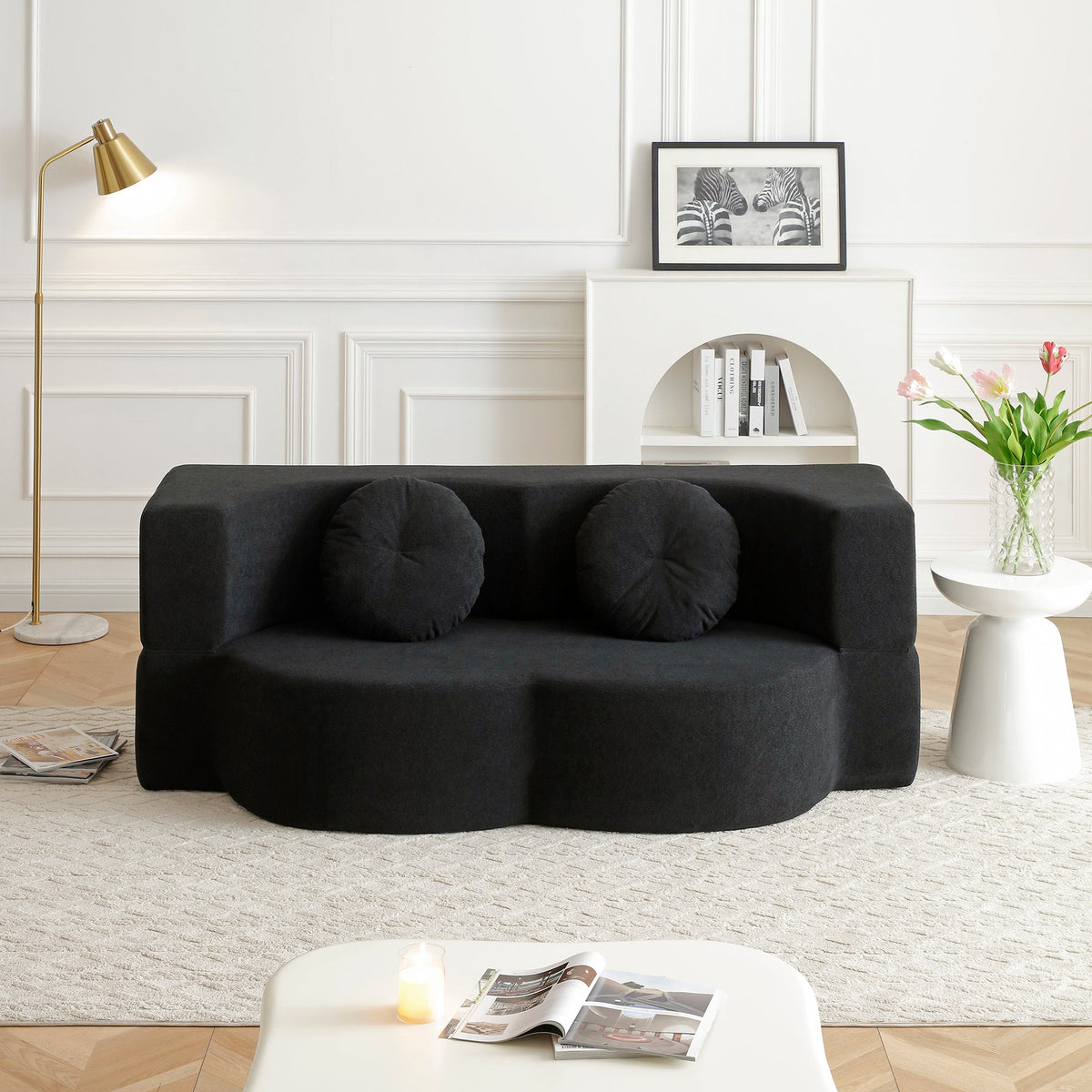 2-in-1 Folding Sofa Bed with Pillow, Twin Sleeper Sofa