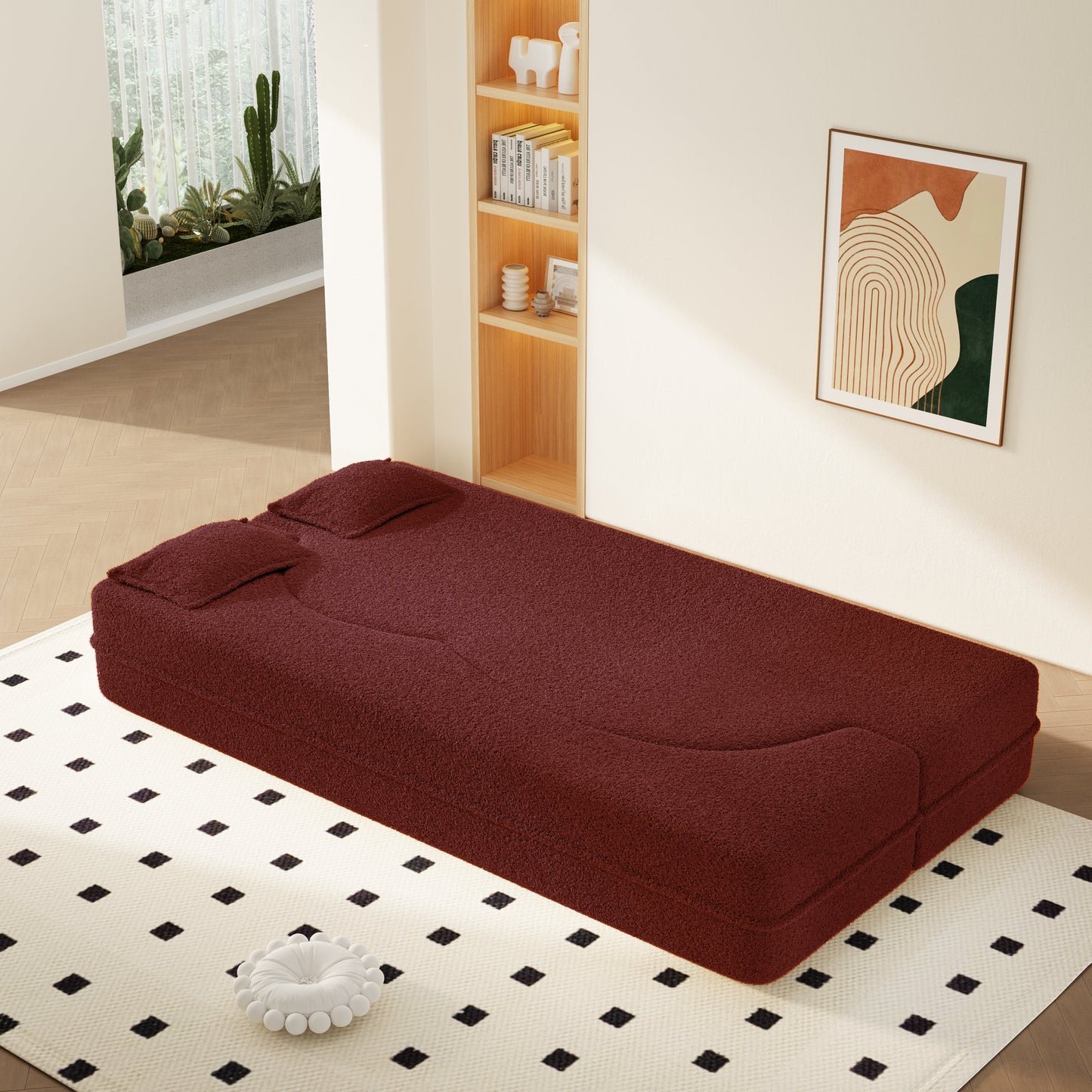 Modern Floor Sofa with 2 Pillows