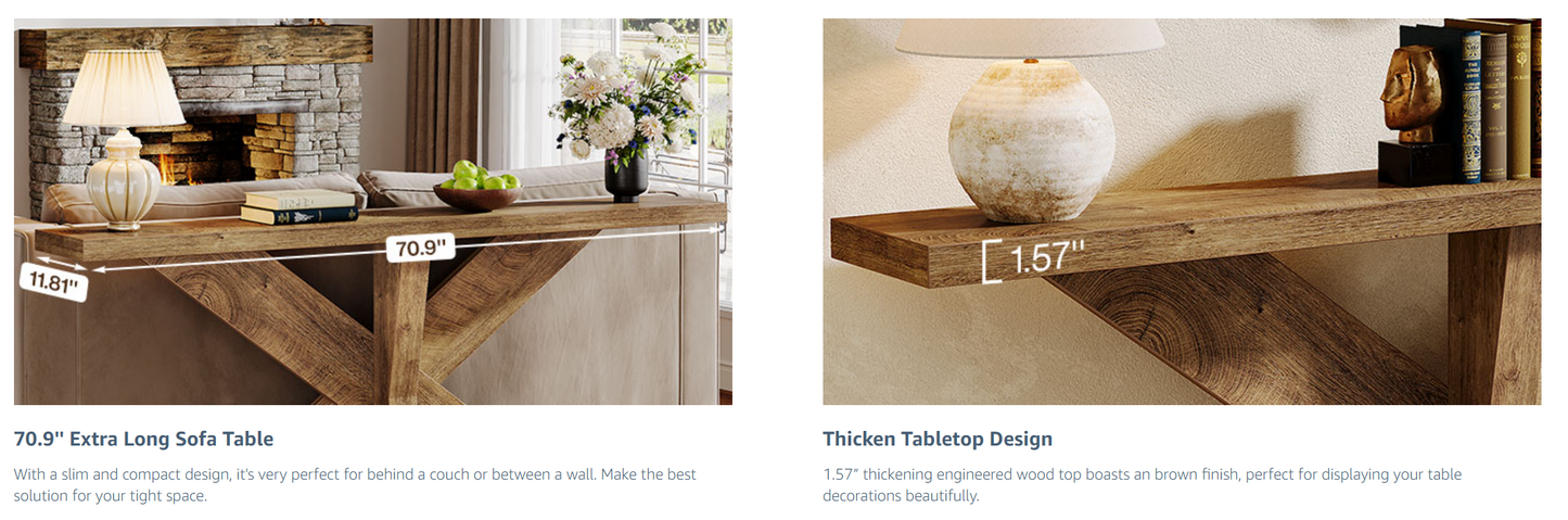 70.9" Long Farmhouse Console Table