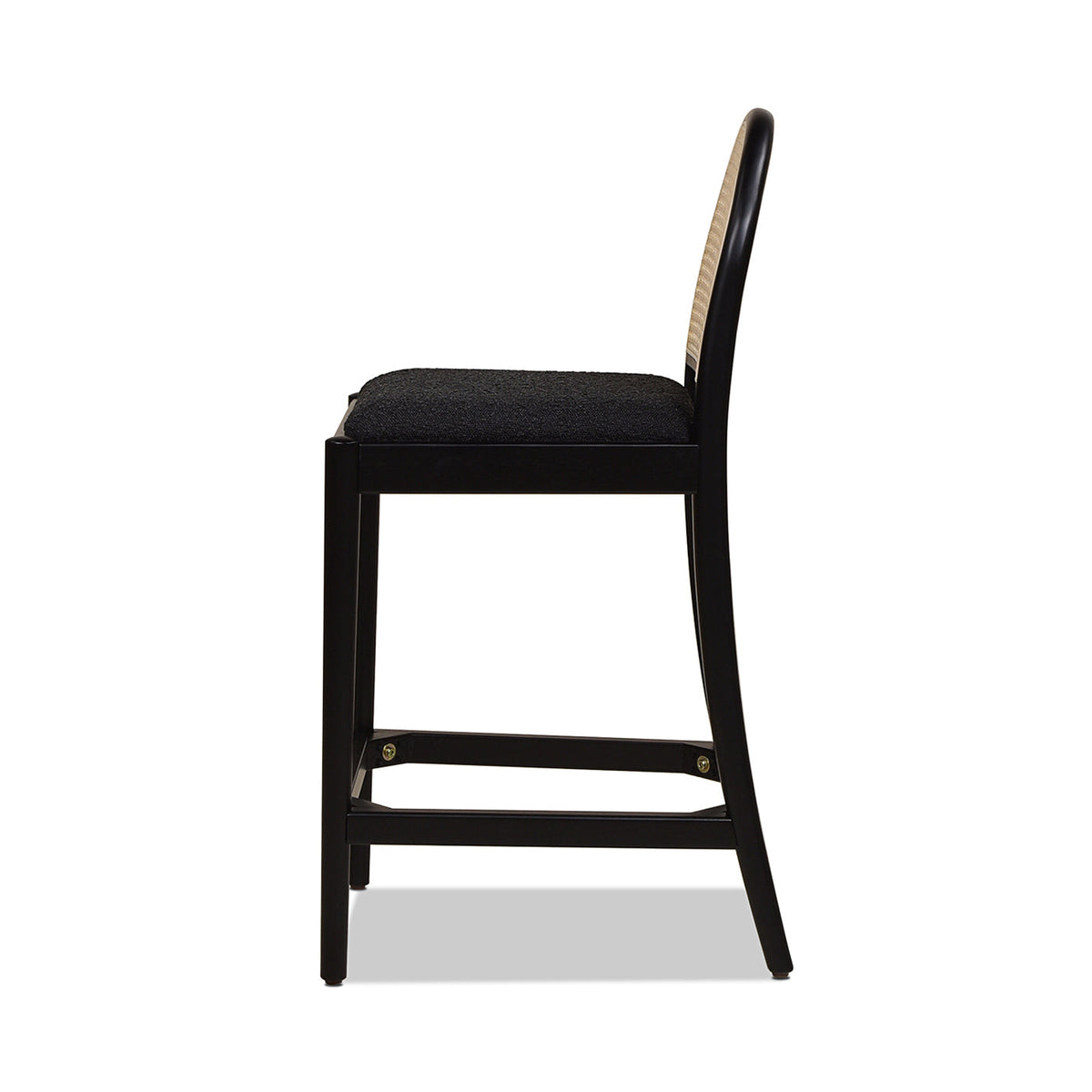 Panama 26.5" Curved Back Cane Rattan Counter Stool, Set of 2, Ebony