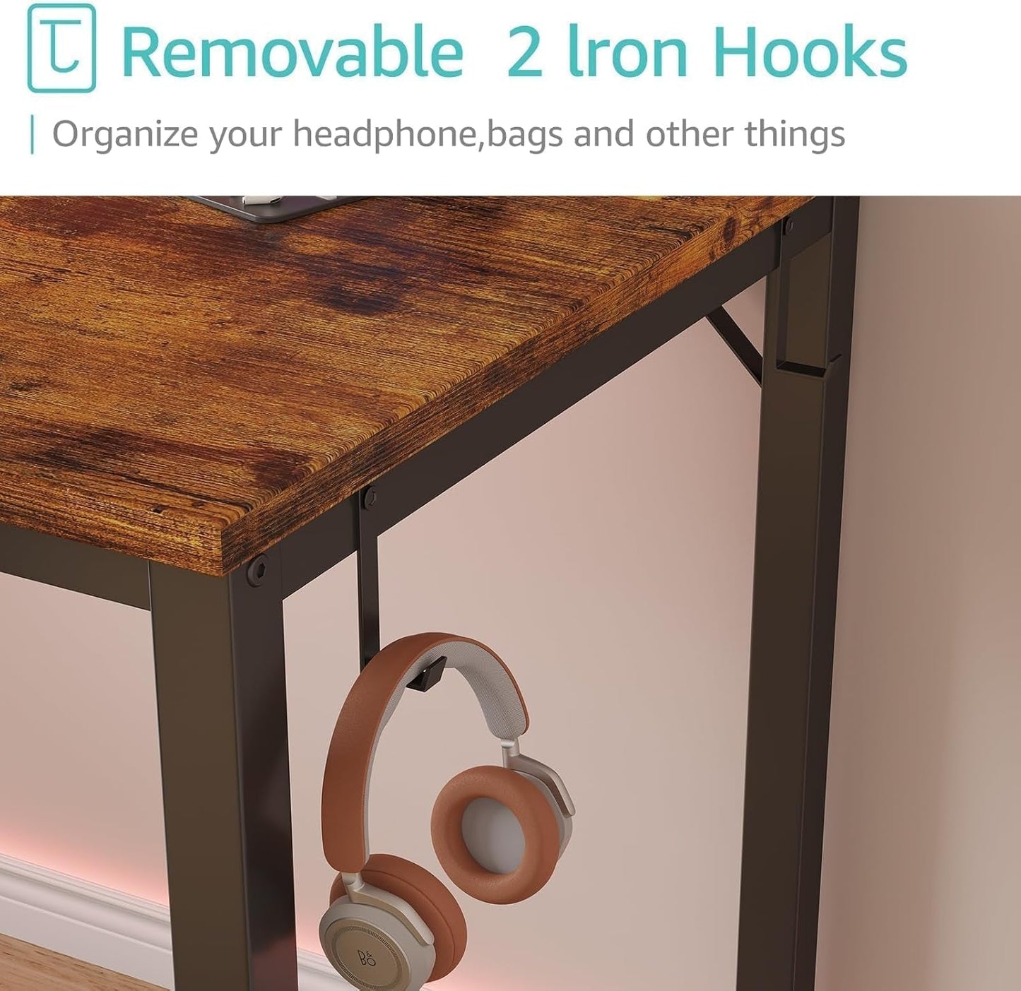 55 Inch Computer Desk With Fabric Drawers Home Office