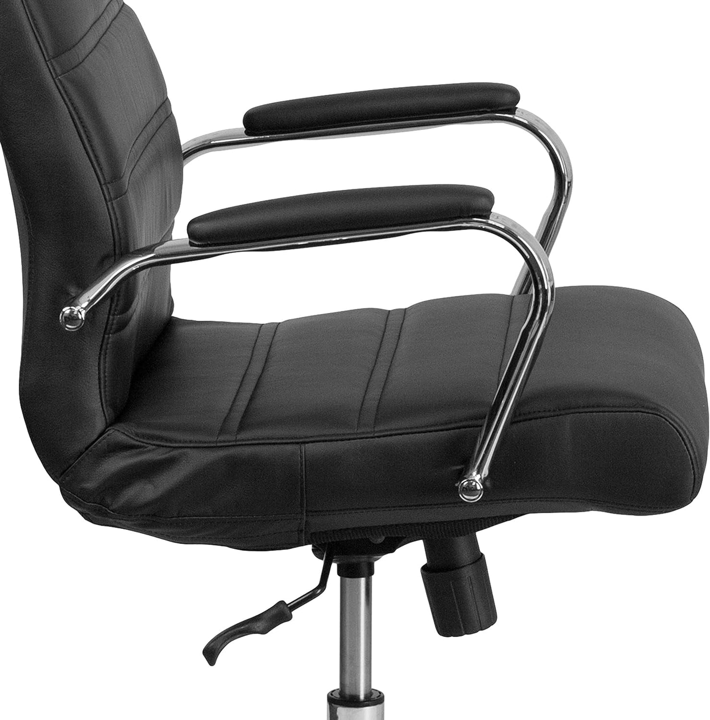 Whitney High Back Leathersoft Desk Chair Adjustable Height Swivel Black Chrome
