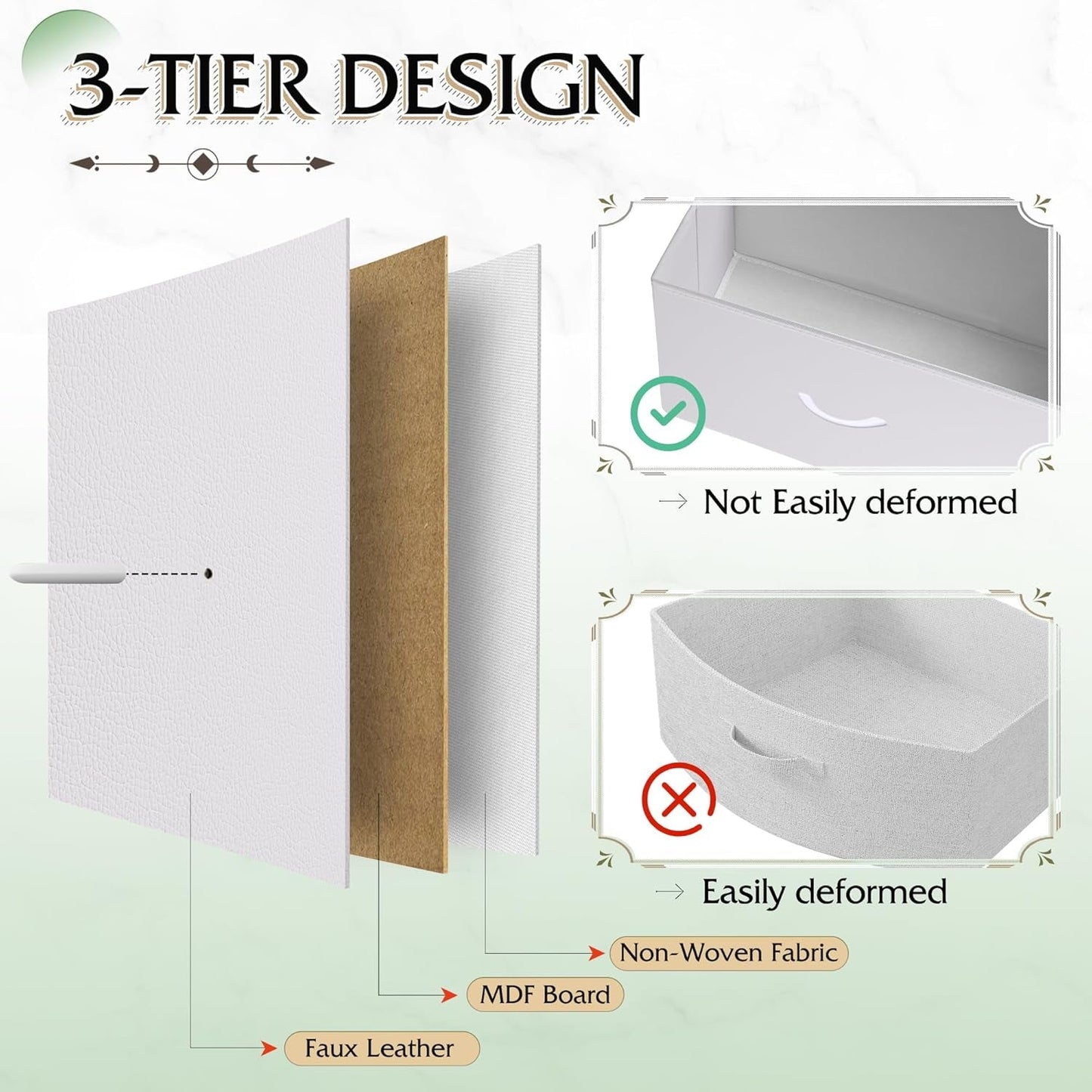 9 Drawer Fabric Dresser White With Steel Frame And Wood Top