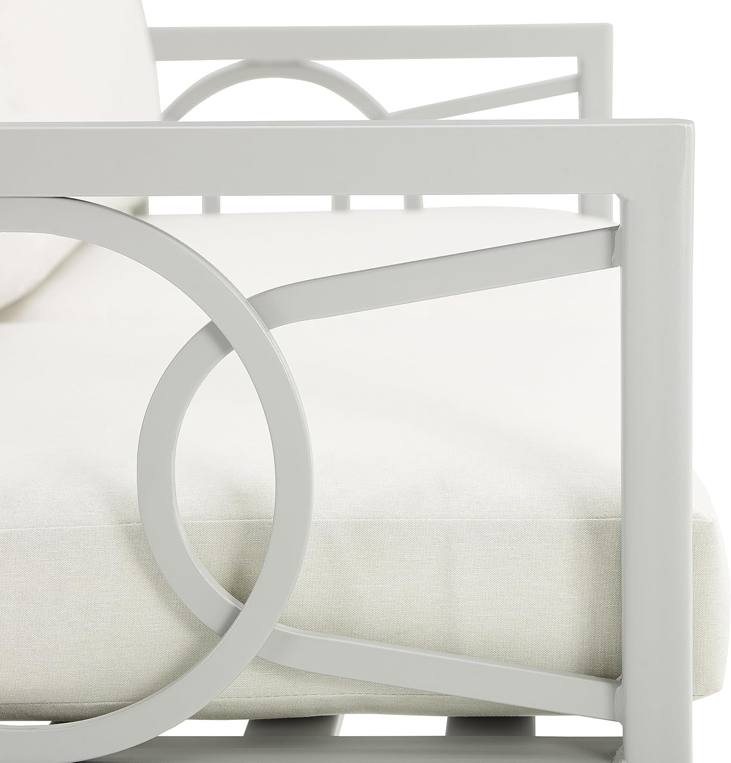 2 Piece Outdoor Coffee Table And Loveseat Set Gray Frame Creme Cushions
