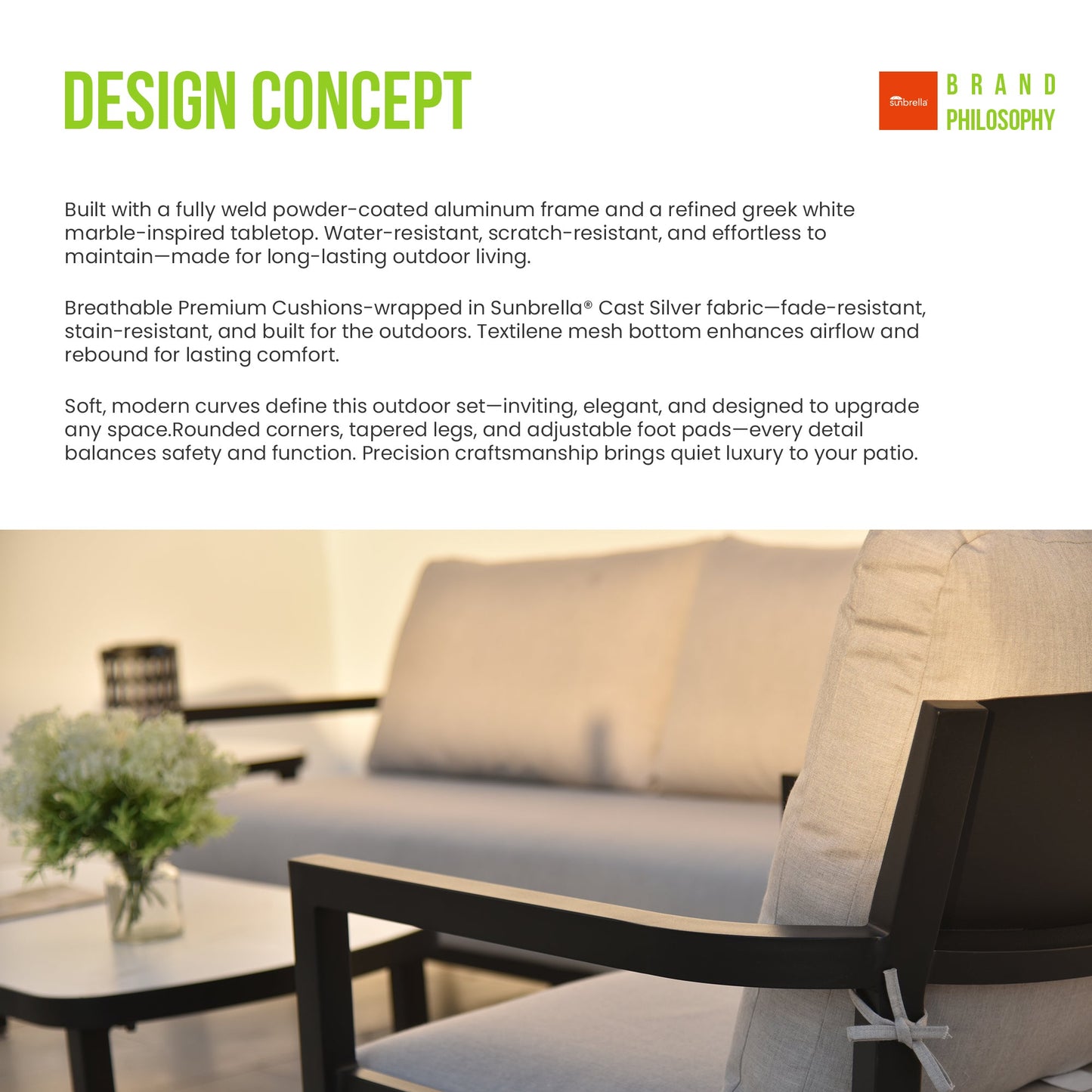 4PC Outdoor Conversation Set with Fully Weld 360° Swivel Club Chairs