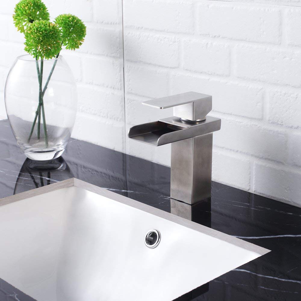 Bathroom Faucet, Single Handle Single Hole, Brushed Nickel