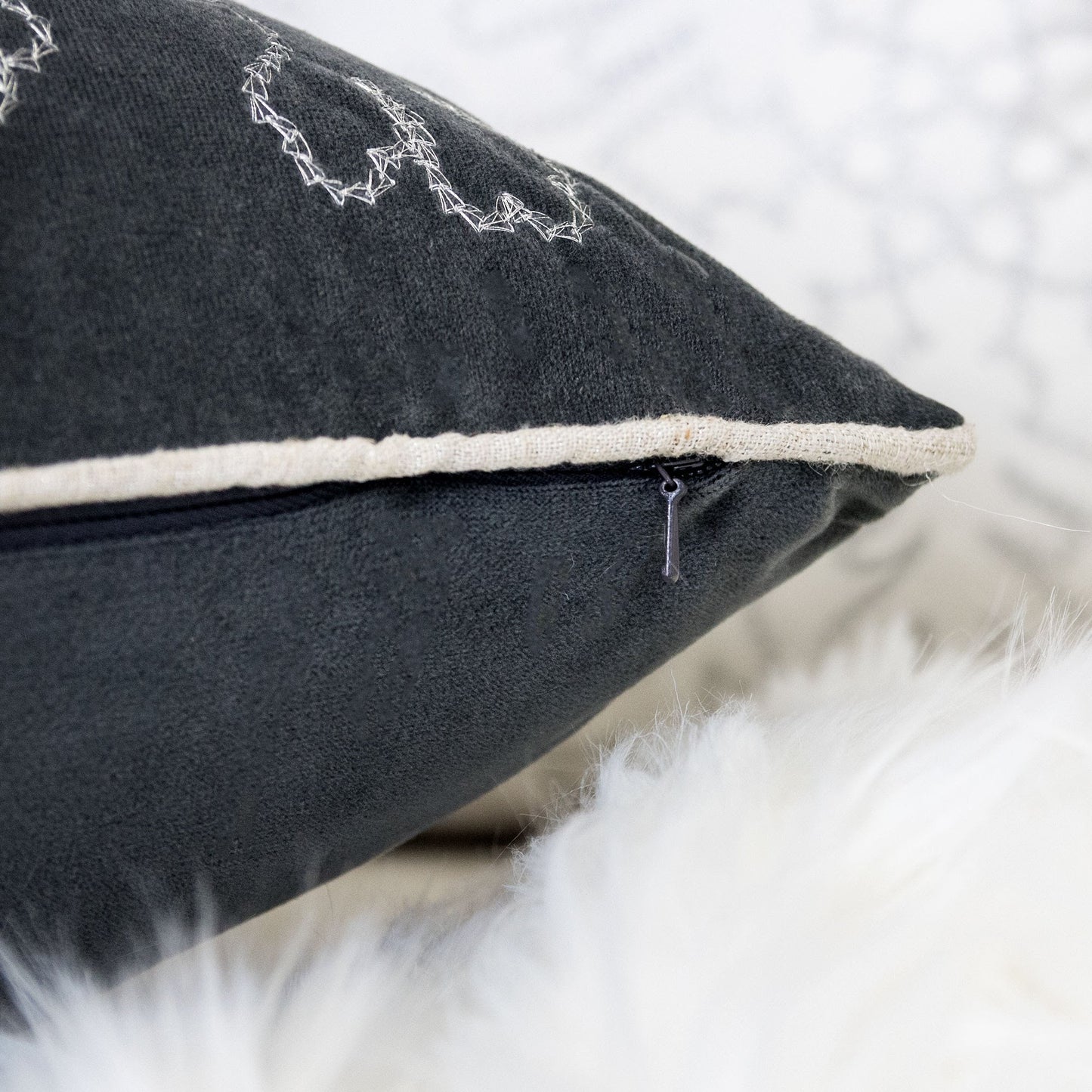 Gray Velvet Holiday Throw Pillow 20x20