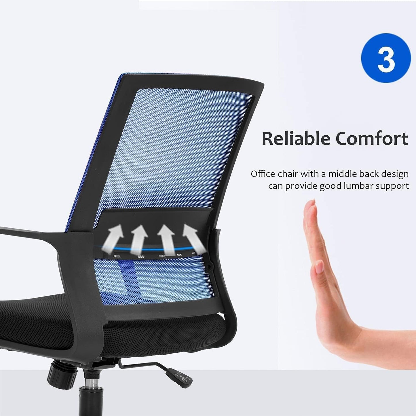 Ergonomic Mesh Office Chair With Lumbar Support Blue