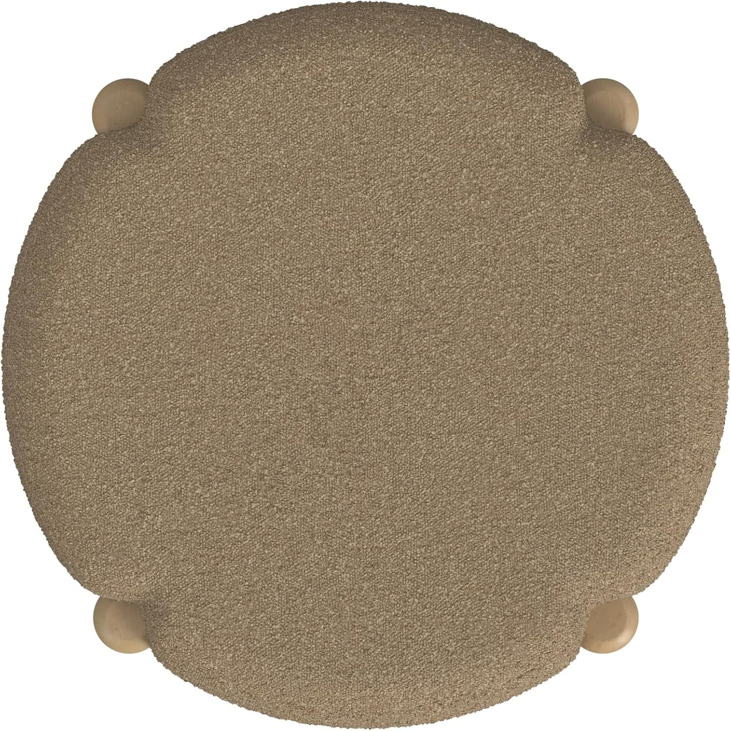 Luna Modern Round Ottoman in Brown Boucle, 22 Inches