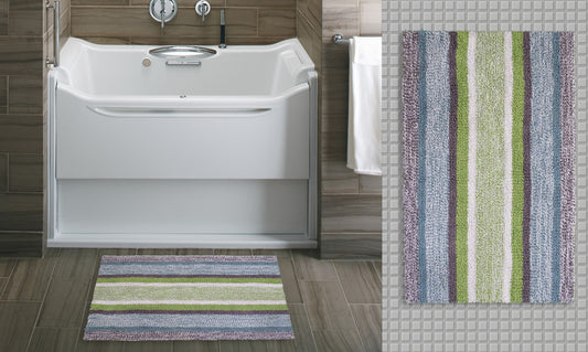 CHICOS HOME Multi Color Striped Bath Rug 20" x 32"