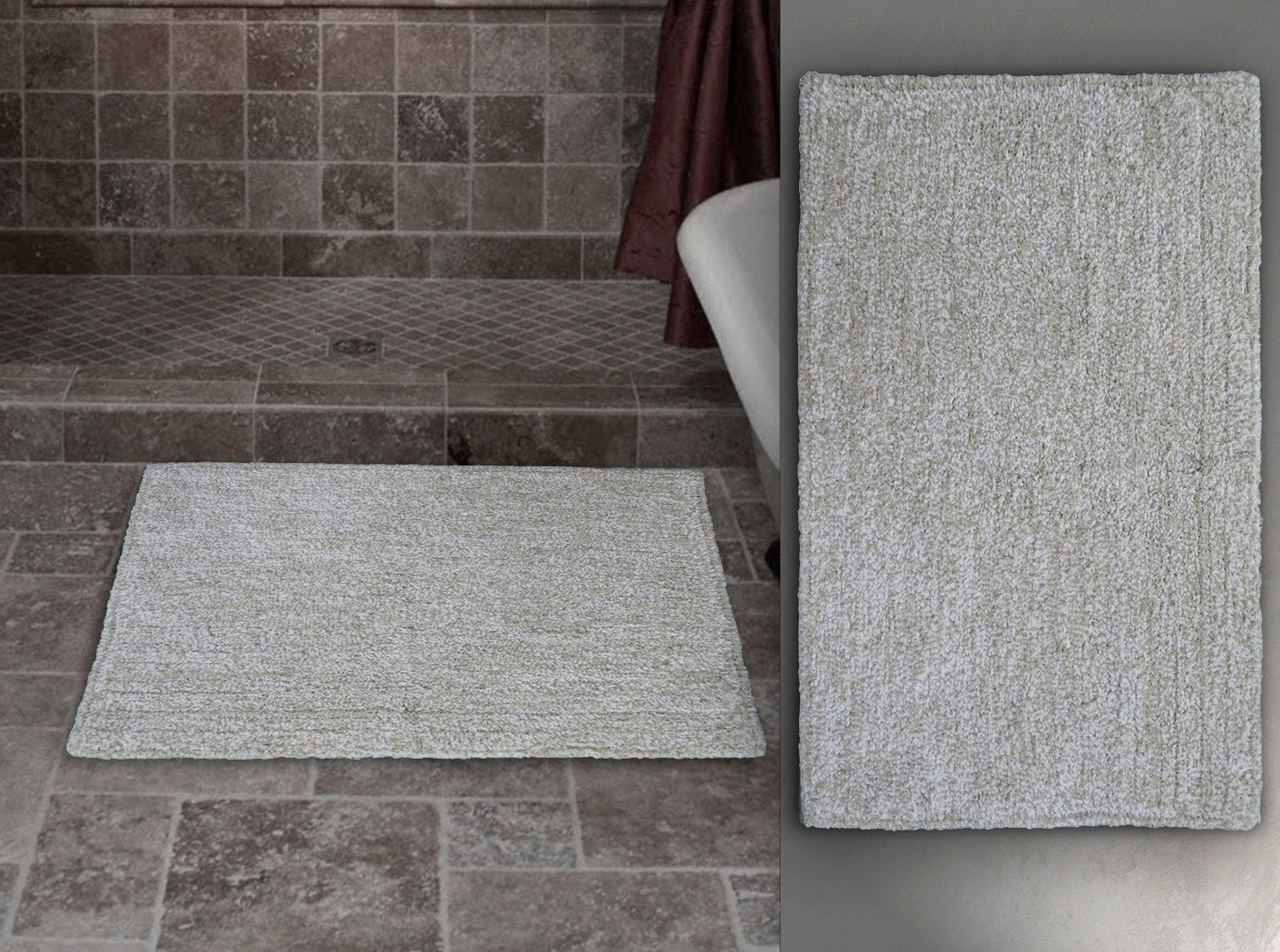 CHICOS HOME Ivory & White Color Plain Bath Rug 20" x 32"