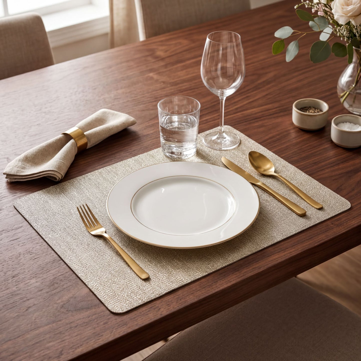 Woven PVC Placemats - Set of 8 Purple Non Slip Dining Table Mats