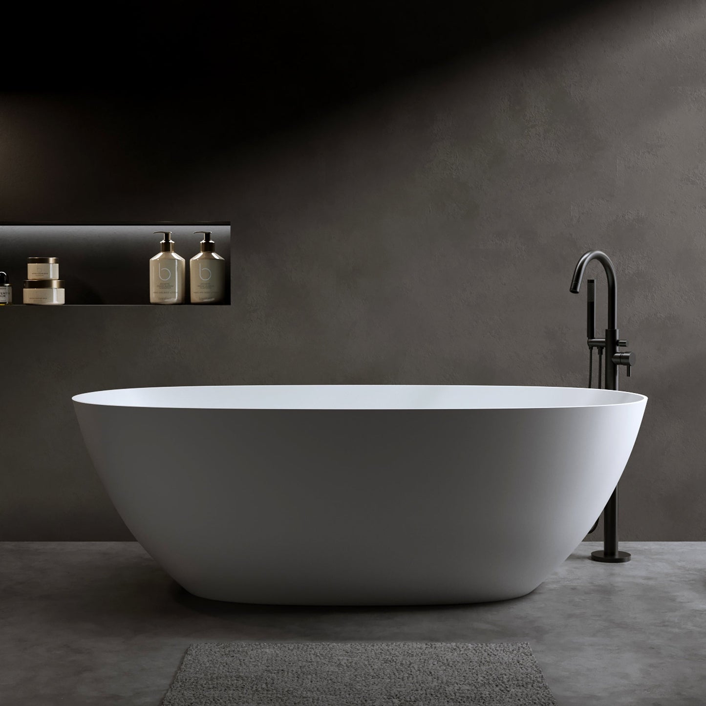 69'' Freestanding Bathtub Resin Stone Soaking Bathtub