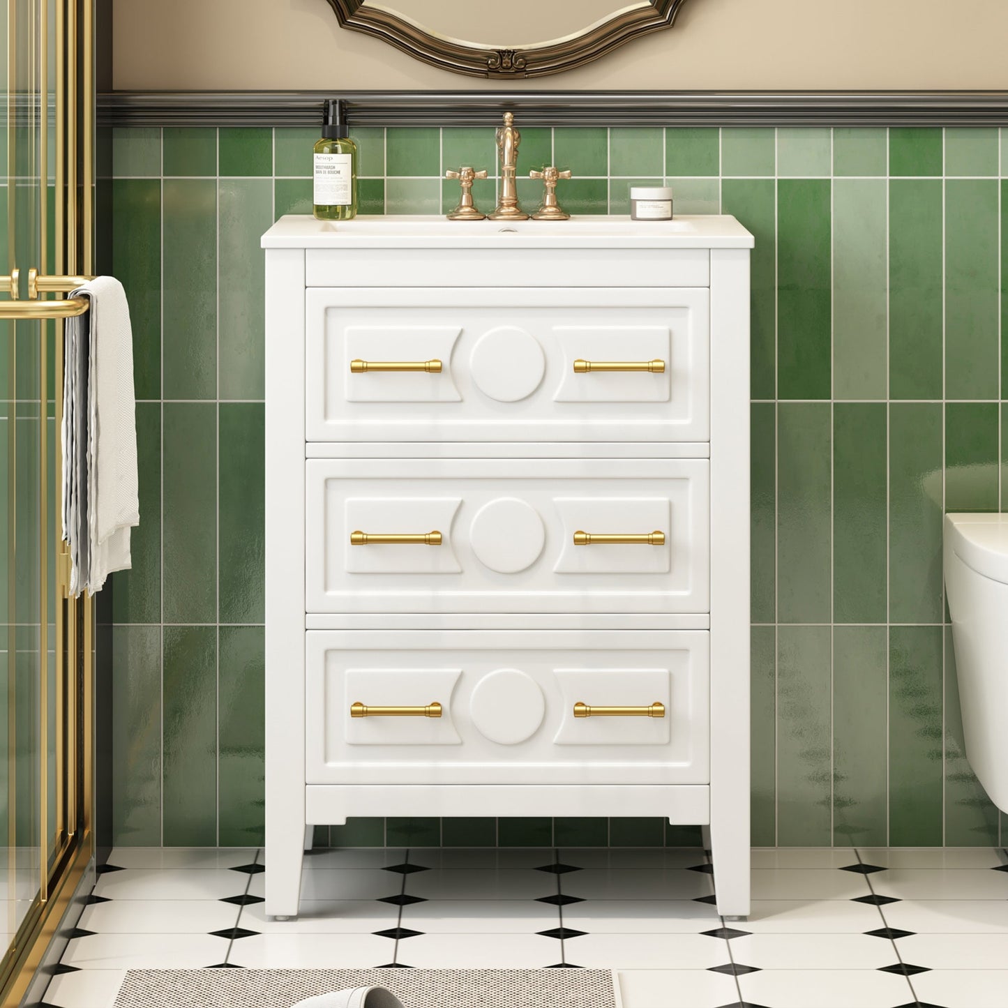24'' Bathroom Vanity with Ceramic Sink Combo