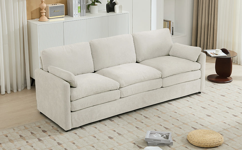 Cozy Upholstered 3-Seater Sofa with Plush Double Cushion and Ergonomic Design