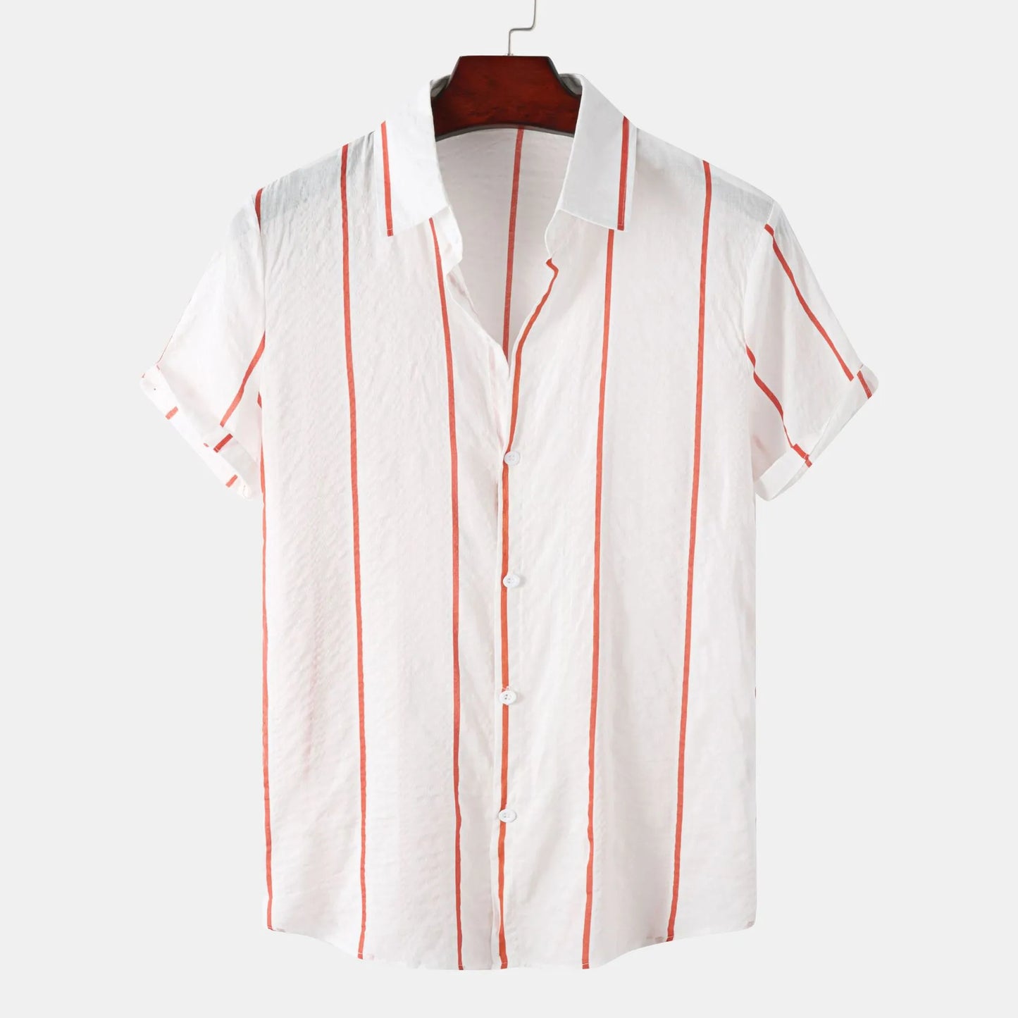 Casual Striped Short Sleeve Button Down Shirt