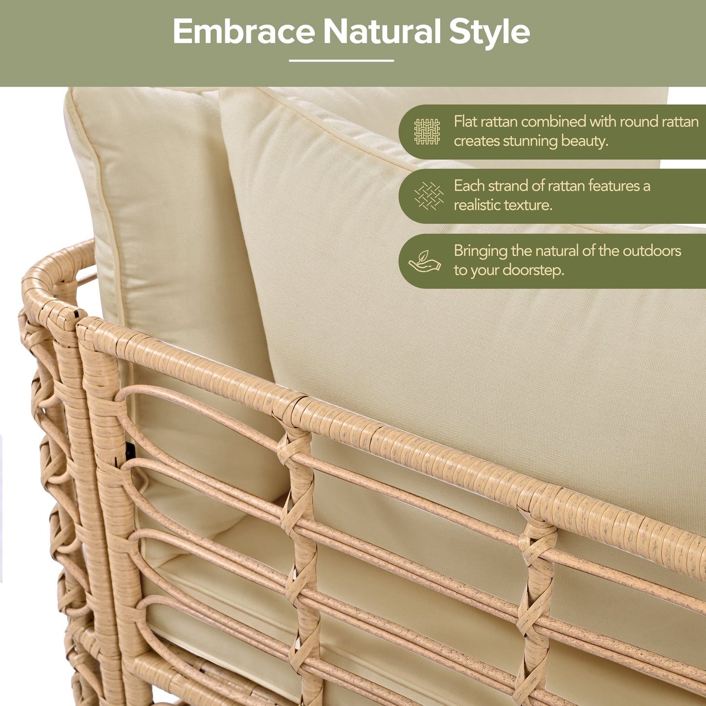 GO 7 Pieces Outdoor Patio Furniture, All-Weather Rattan Sectional Sofa Set