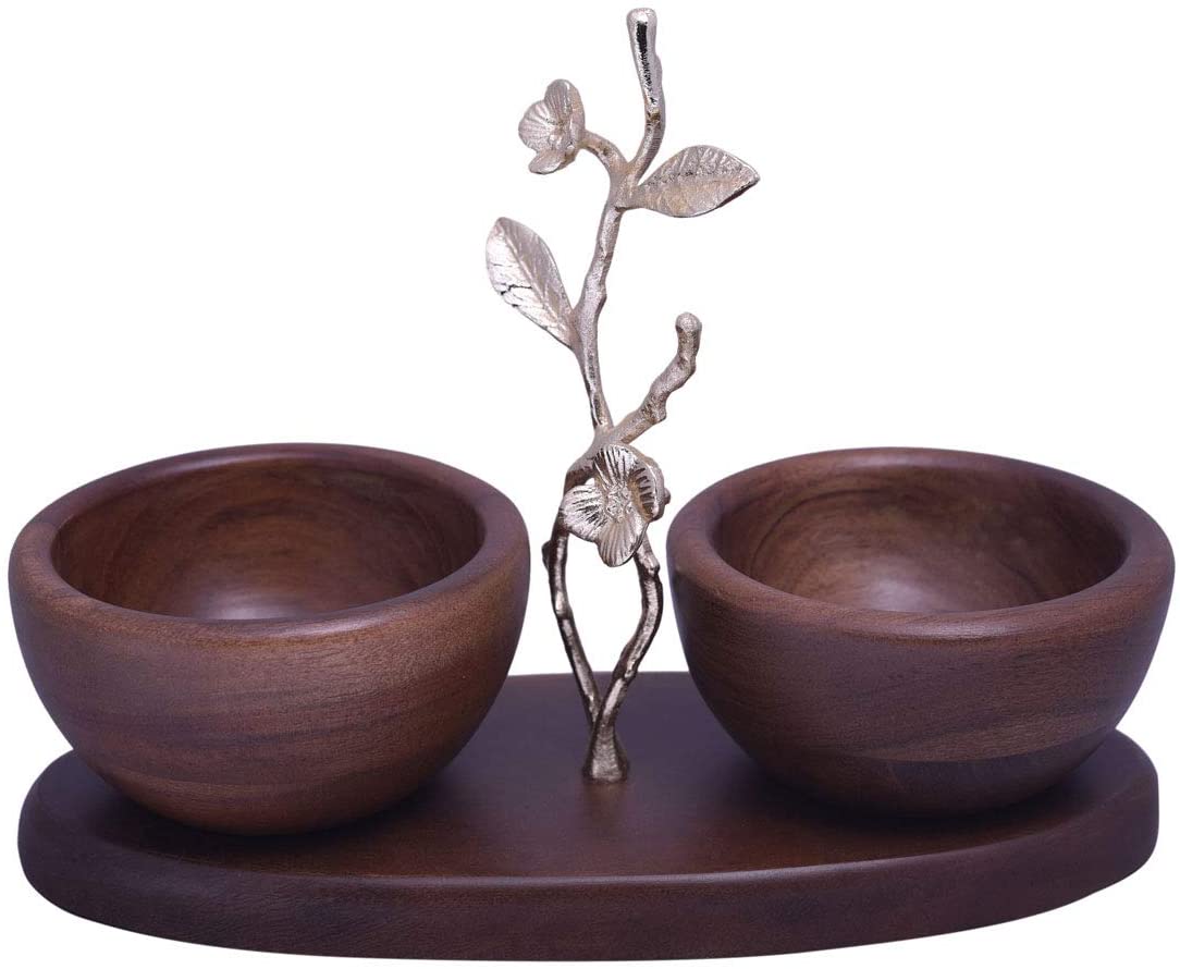 Acacia Wood Two Small Nut Bowls