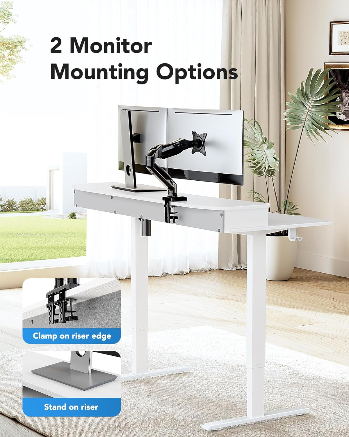 48 By 24 Electric Standing Desk With 2 Drawers White Finish