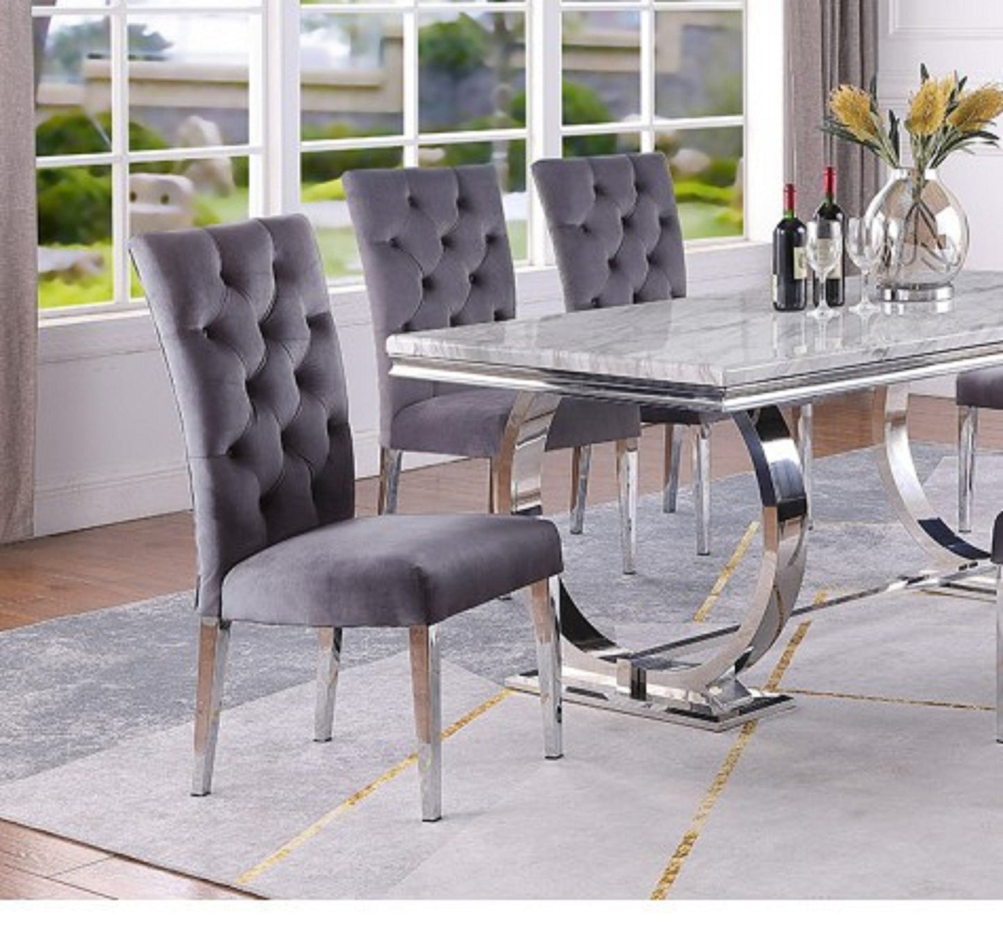 Modern Velvet Upholstered Dining Chair Set of 2