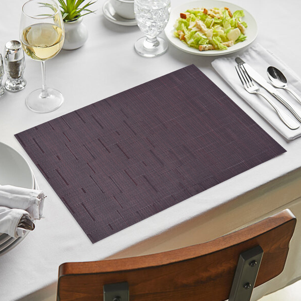 PVC Placemats – Burgundy Dining Table Mats | Non Slip, Heat Resistant, Easy Clean