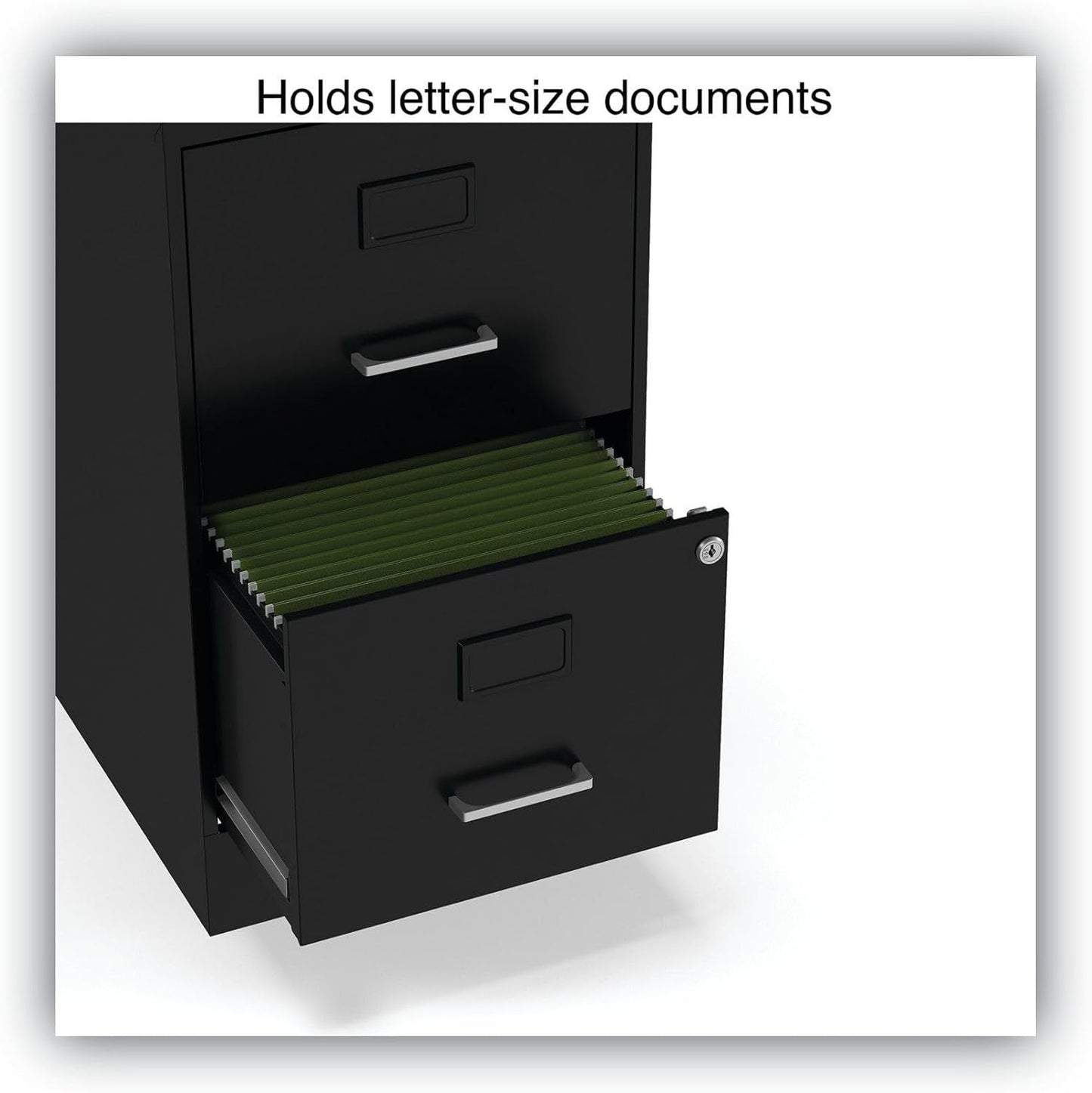 Soho Two Drawer Vertical Letter File Cabinet Black With Key Lock 14 x 18 x 24.1 In
