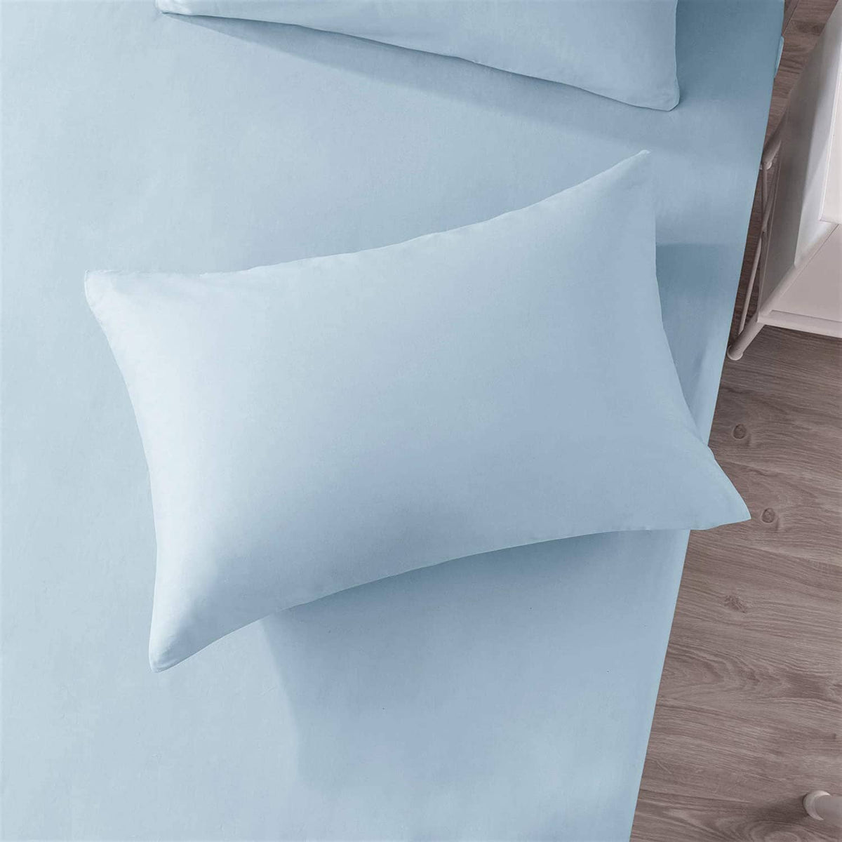 DaDa Bedding Cotton Soothing Light Sky Blue Fitted Sheet (JHW-604)