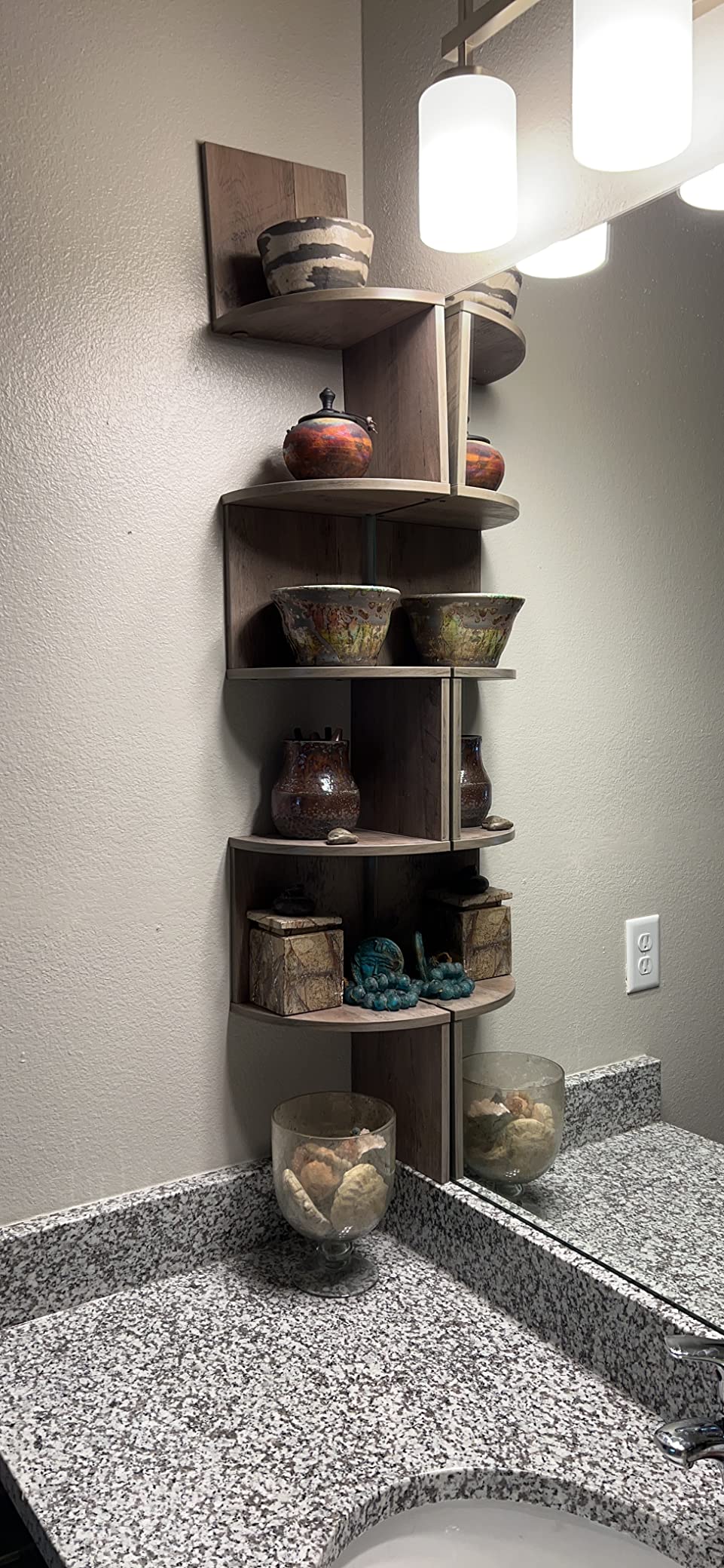 Corner Shelf, 5-Tier Floating Wall Shelf with Zigzag Design, Bookshelf