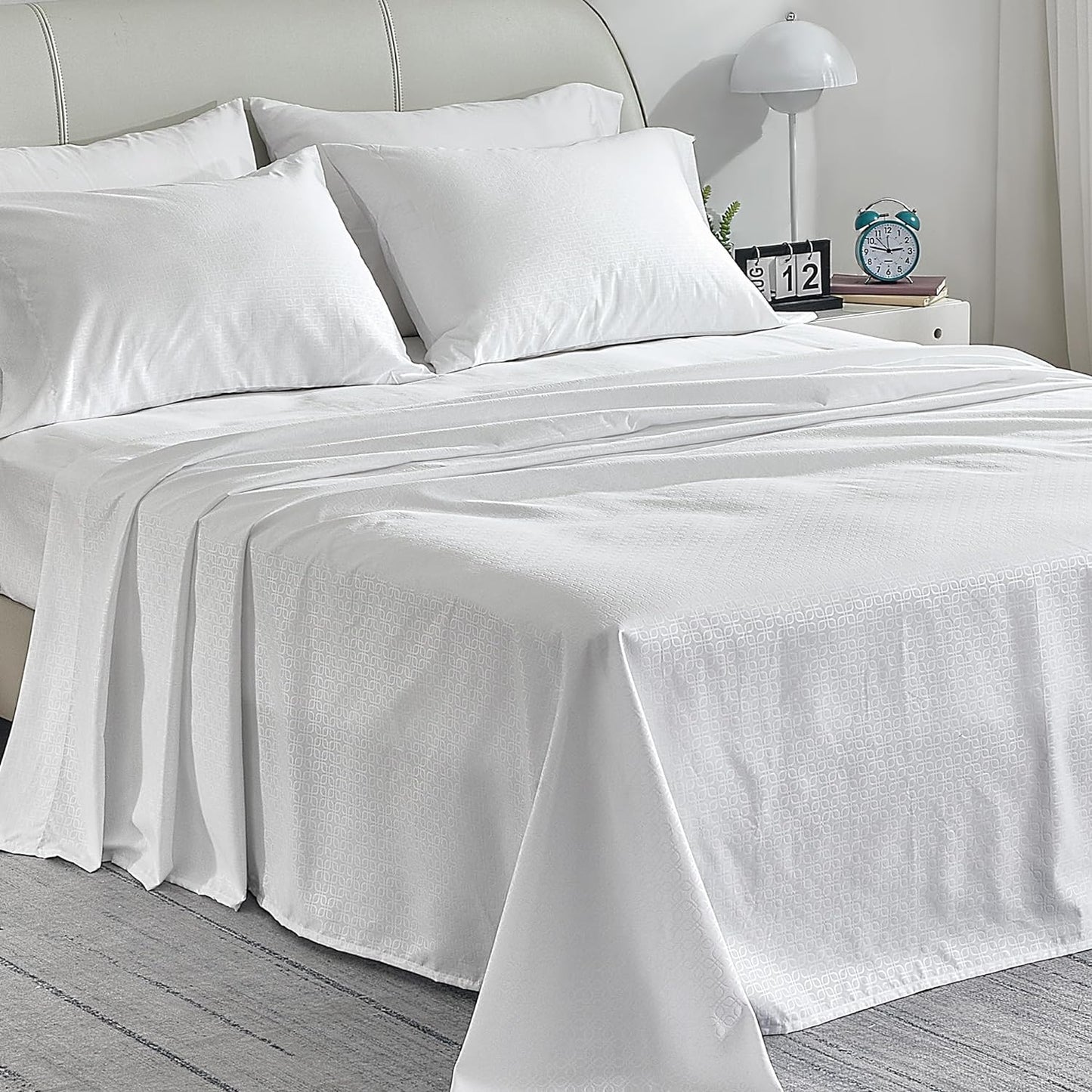 Luxury Hotel Embossed Sheets Set with Pillowcase
