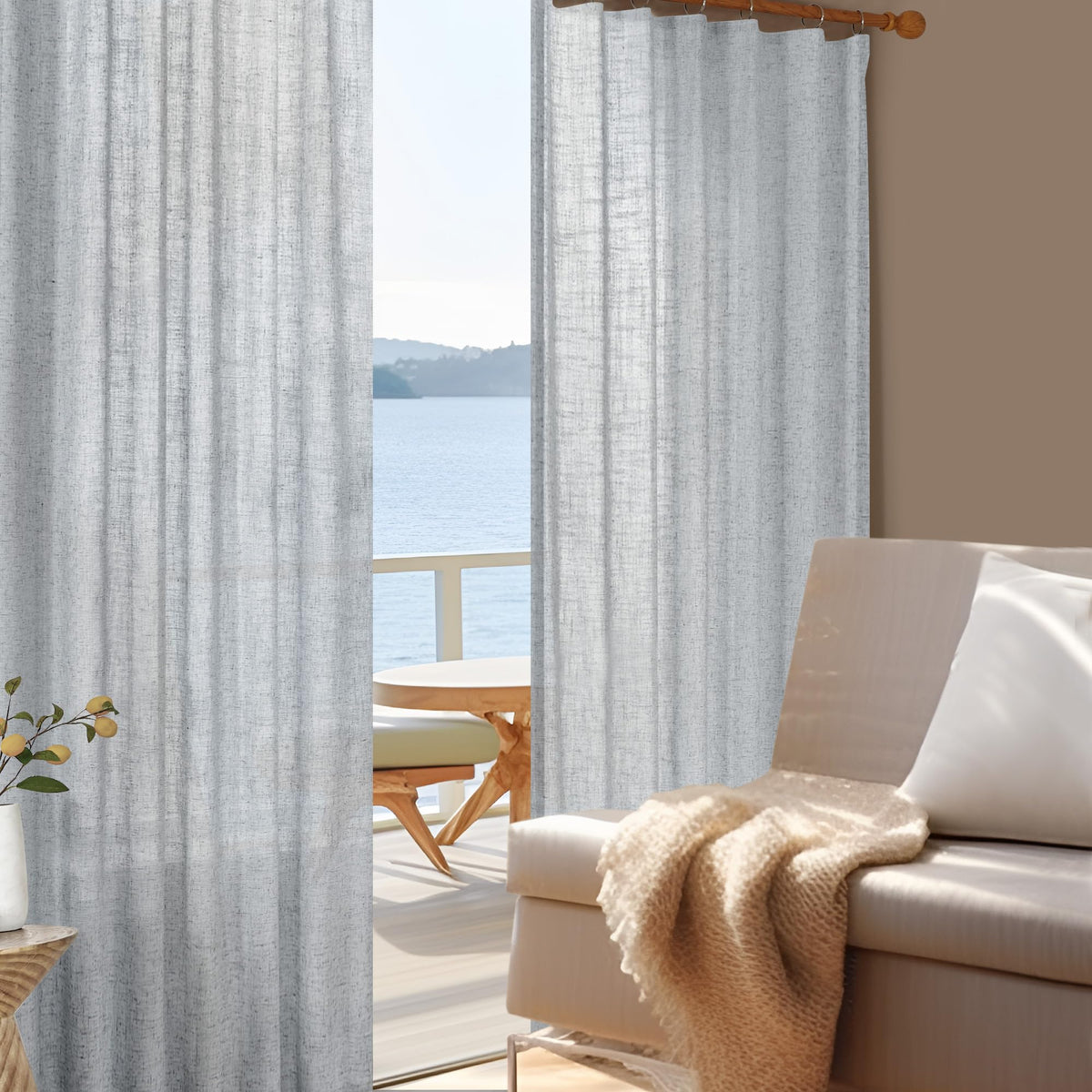 Light Filtering Linen Drapes, Back Tab & Rod Pocket