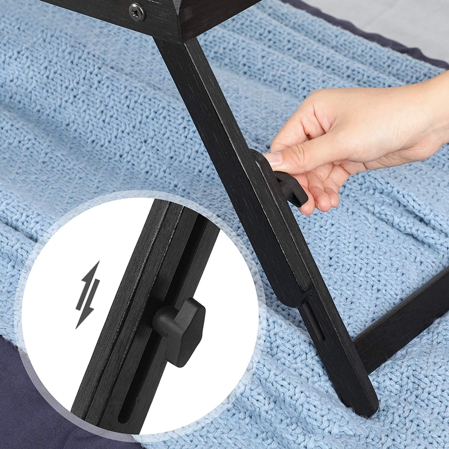 Laptop Desk for Bed or Sofa with Adjustable Tilting Top, Breakfast Serving Tray with Height Adjustable Folding Legs