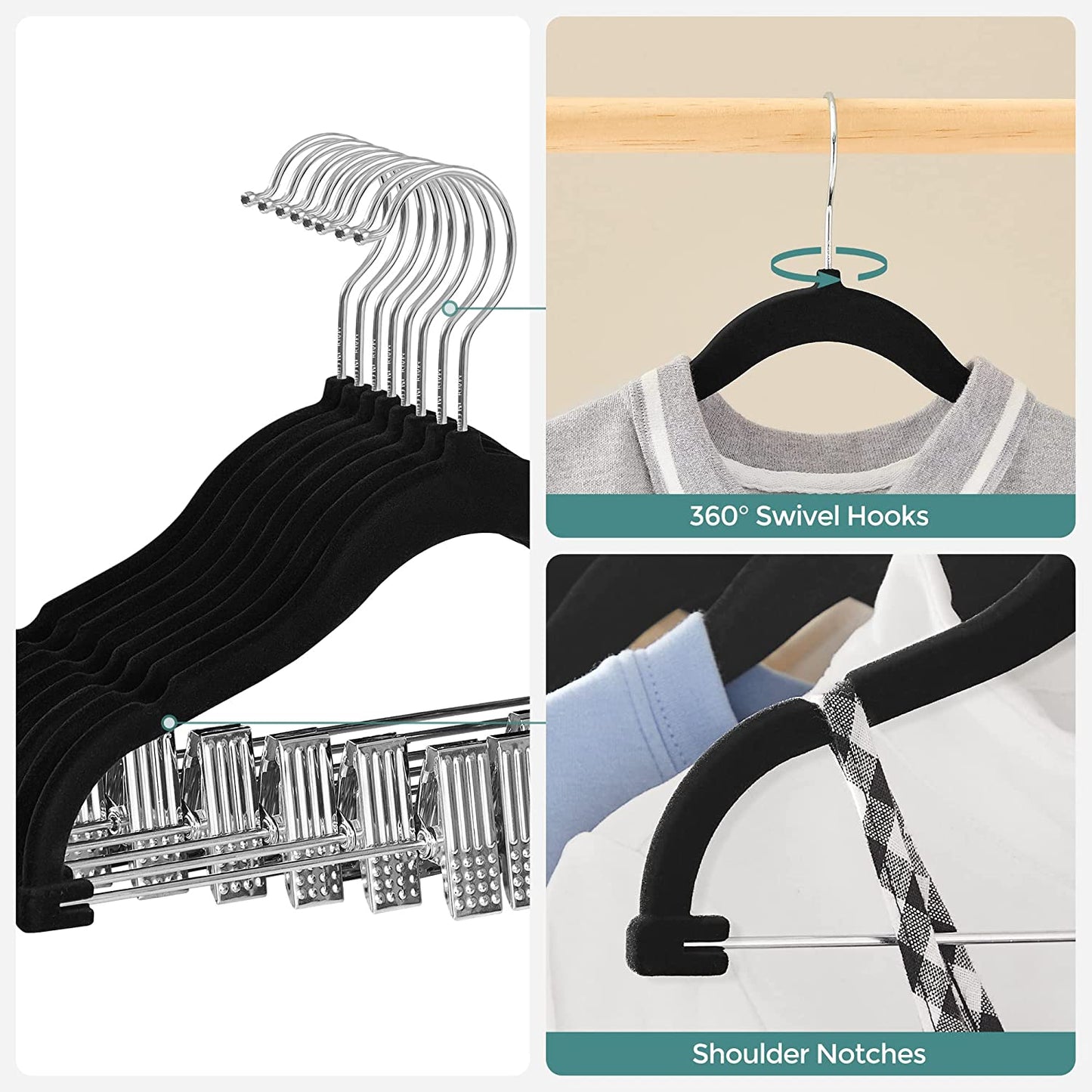 Kids Velvet Hangers with Clips